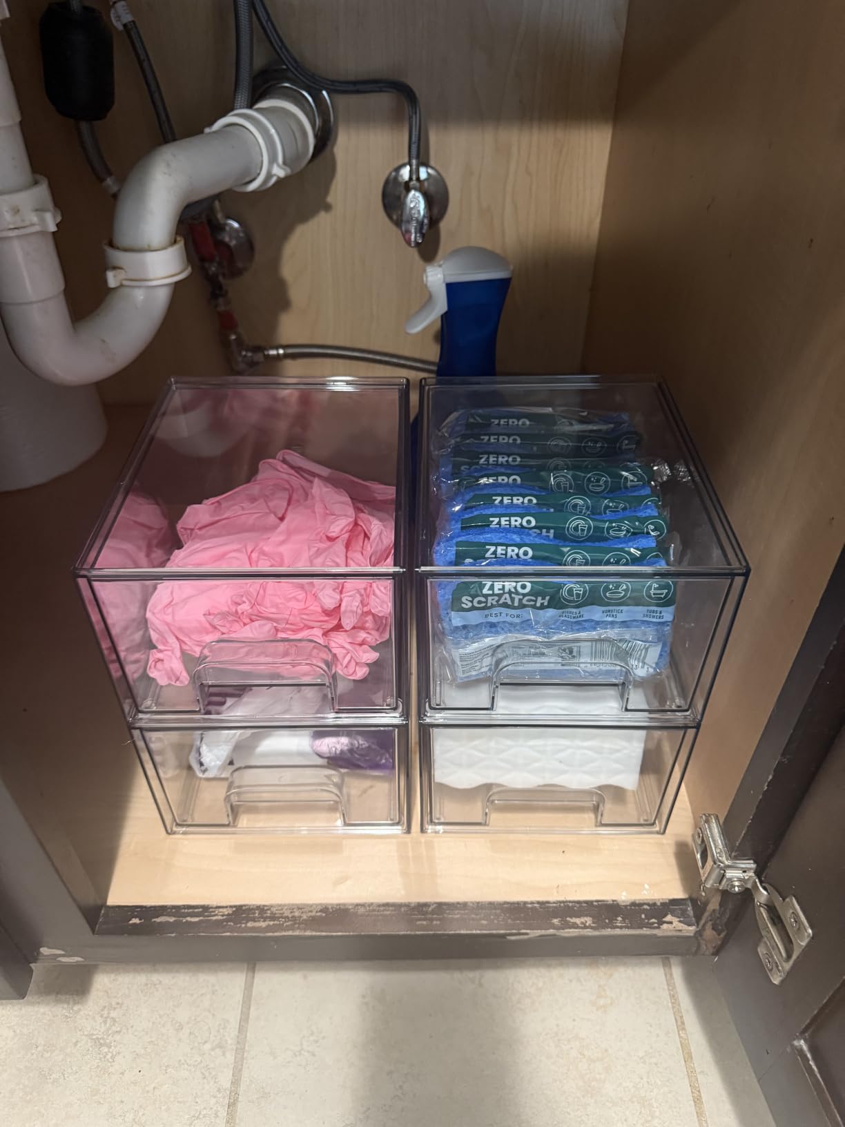 Vtopmart 4 Pack Small Clear Stackable Storage Drawers for Desk, Countertop | Bathroom Makeup Accessories Organizer, Plastic Bins For Desk, Vanity, Undersink, Medicine Cabinet, Home Organization customer photo 2