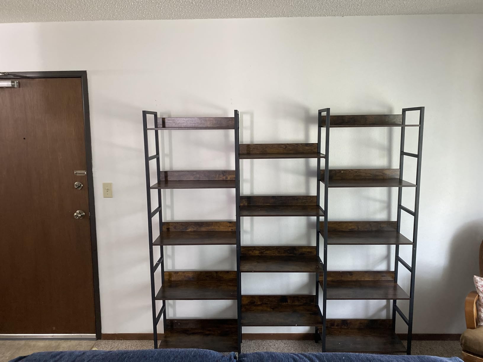 IRONCK Triple Wide 5-Tier Bookshelf with Metal Frame, Vintage Brown | Back Panels Prevent Items from Falling, Sturdy Metal Frame Construction, Suitable for Living Room, Home Office customer photo 2