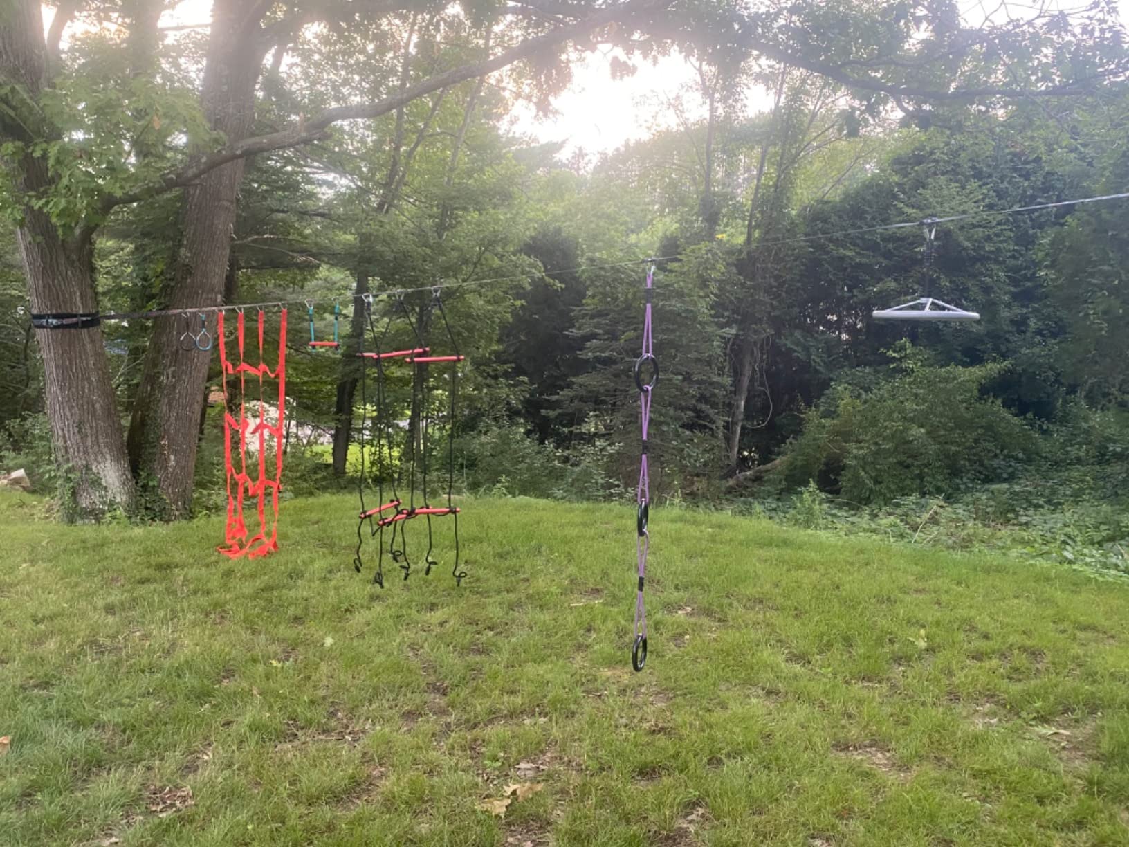 Slackers Deluxe Ninjaline Kit 56 ft with 9 Hanging Obstacles - Best Outdoor Ninja Warrior Training Equipment for Kids customer photo 1