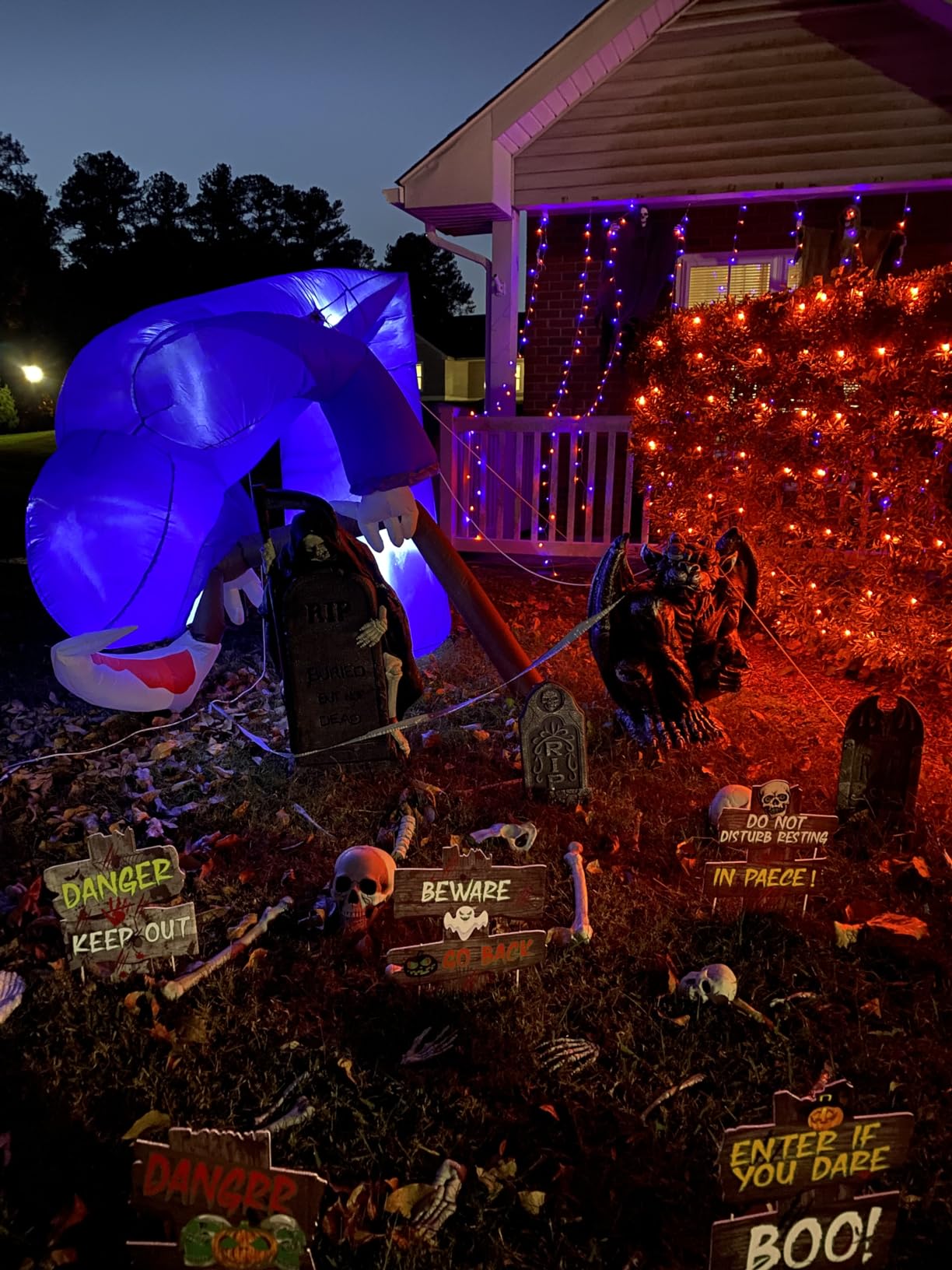 12FT Tall Halloween Inflatables Outdoor Decorations Grim Reaper Ghost | Built-in Rotating Flame LED Lights, Scary Blow Up Grim Reaper Halloween Yard Garden Lawn Home Party Holiday Outside Decor customer photo 1