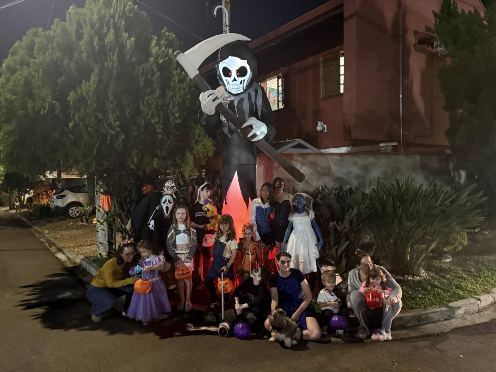 12FT Tall Halloween Inflatables Outdoor Decorations Grim Reaper Ghost | Built-in Rotating Flame LED Lights, Scary Blow Up Grim Reaper Halloween Yard Garden Lawn Home Party Holiday Outside Decor customer photo 2