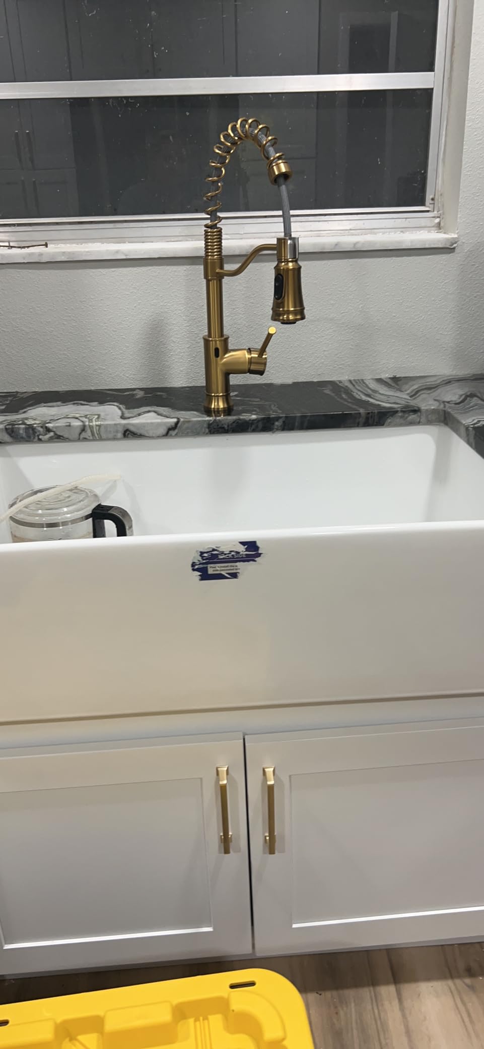 DeerValley White Farmhouse Sink 33 inch, Fireclay Apron Front Farm Kitchen Sink, Single Bowl Deep Drop-in Undermount Reversible Sinks with Grid & Strainer customer photo 1