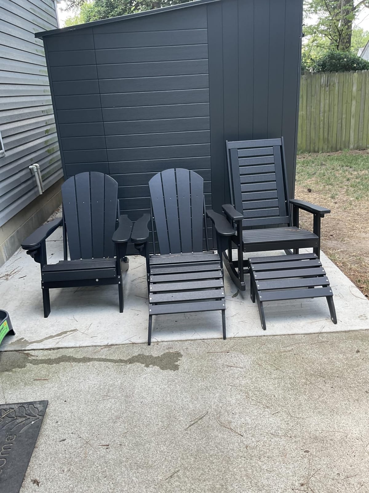 GREENVINES Outdoor Rocking Chairs Set of 2 Porch Rocker HDPE Plastic Black customer photo 2