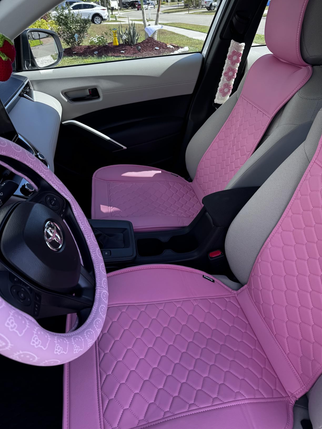 Elantrip Front Seat Covers 2PC Waterproof Faux Leather for Cars SUV Black customer photo 2