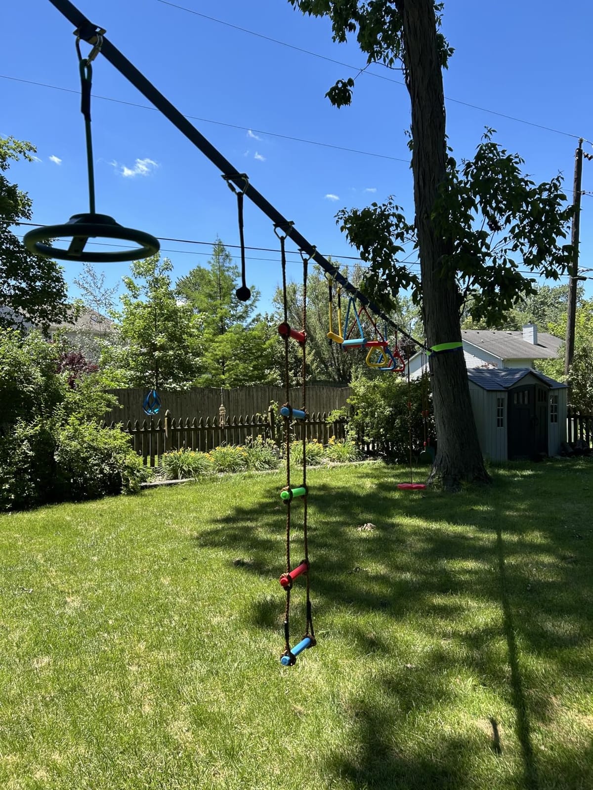 Ninja Warrior Obstacle Course for Kids Backyard-65ft Slackline Kit with 13 Obstacles, Upgraded Quick-Install Buckles, 900lbs Capacity customer photo 2
