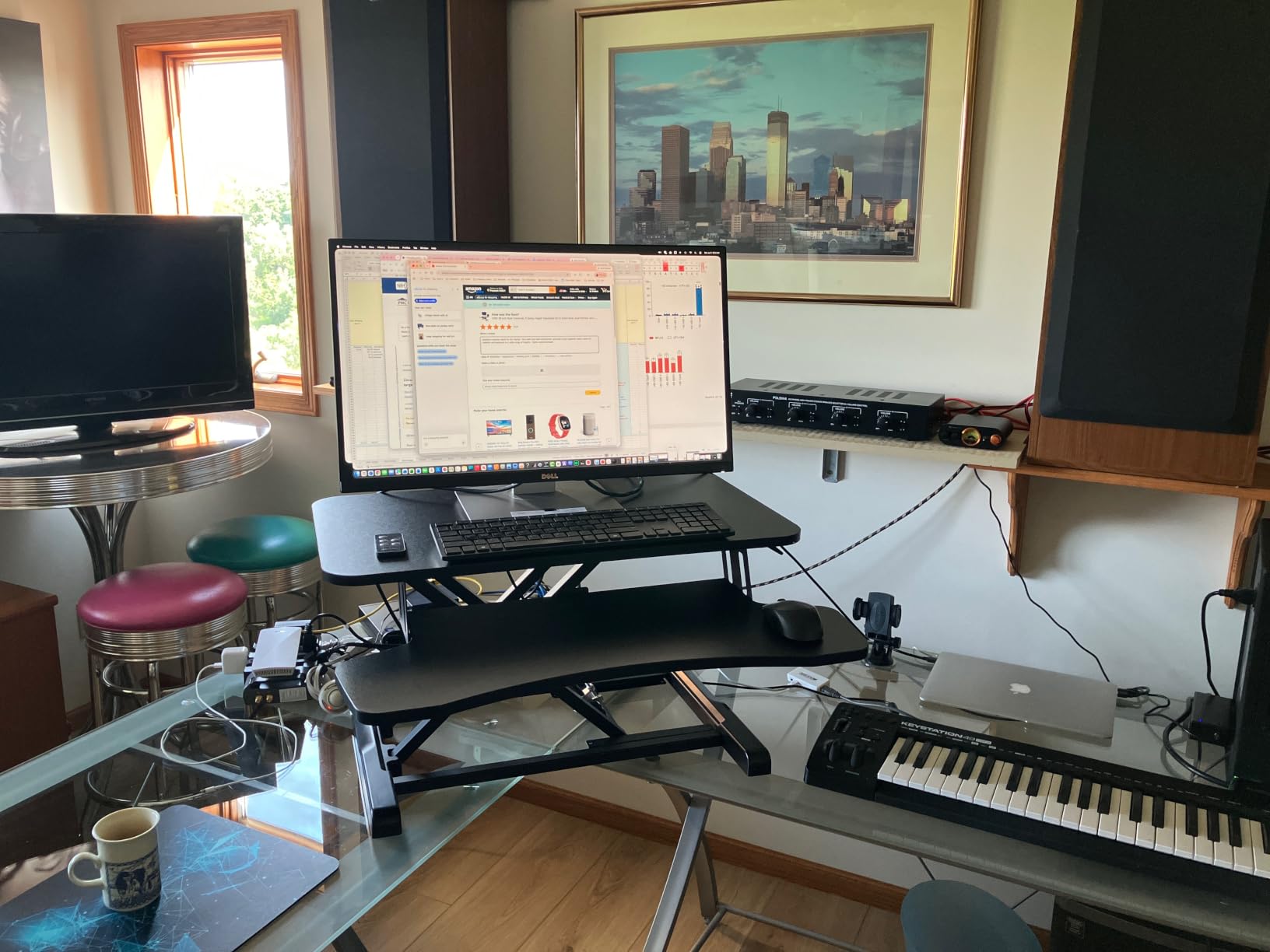 VIVO Black 36 in Standing Desk Converter, DESK-V036KB | Height Adjustable, Stand Up Desk Riser, Wide Keyboard Tray, Dual Monitor and Laptop Workstation, Black Frame, K Series customer photo 1