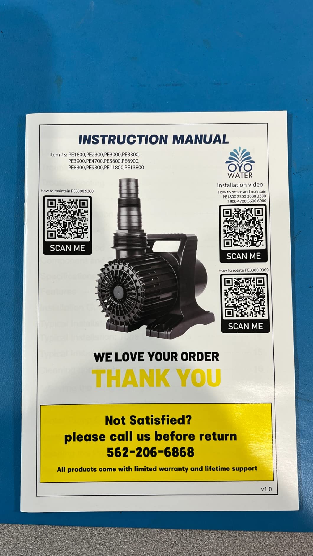 OYO WATER Submersible Water Pump, 1800 GPH Pond Pump for Outdoor Ponds 32.8ft Long Power Cord, Barrier Filter Bag, Ipx8 Waterproof Ultra Quiet Fountain Water Pump for Waterfall, Hydroponic customer photo 1