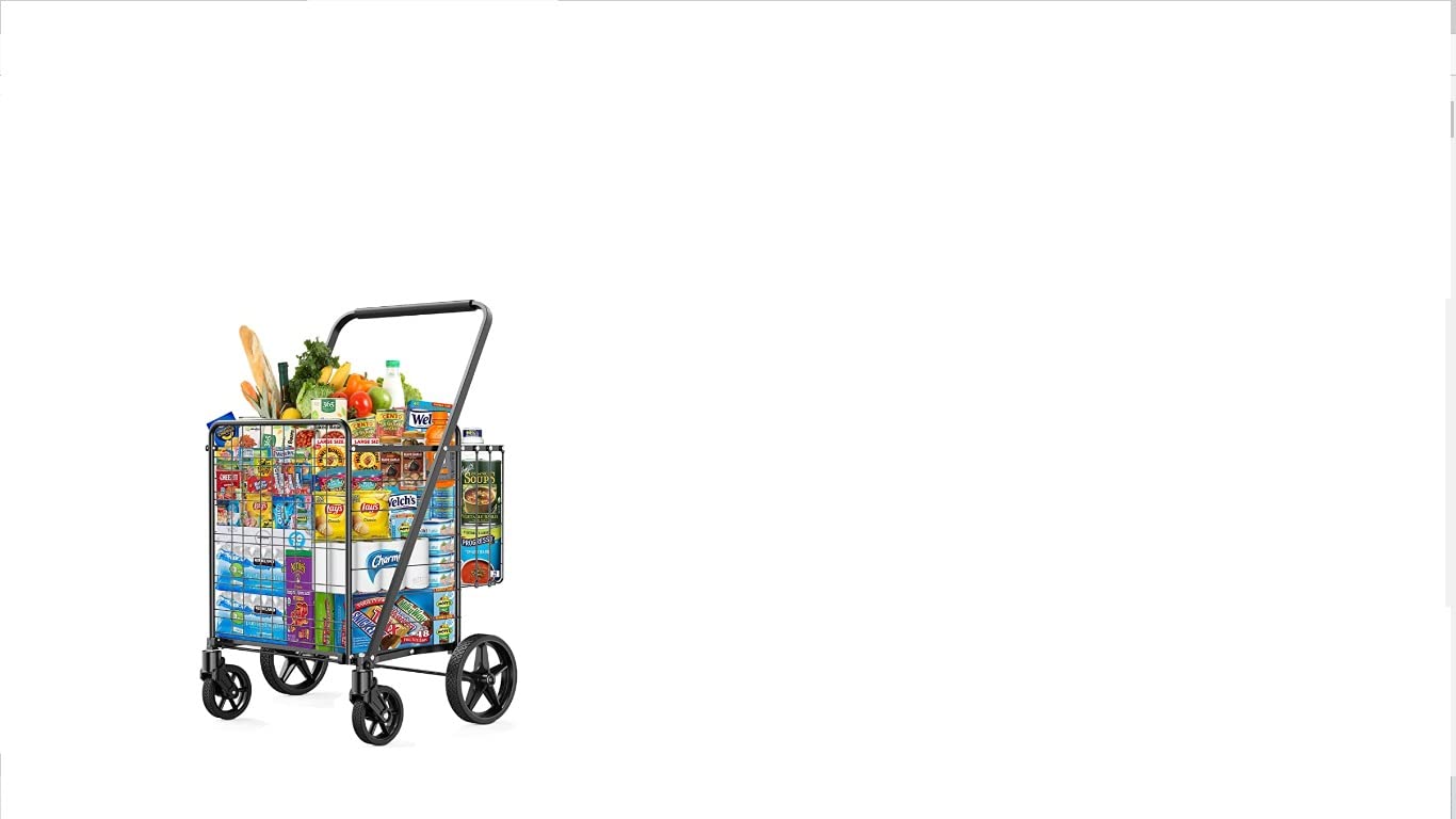 450lbs Capacity Shopping Cart,Upgrade Huge Grocery Cart on Wheels | Heavy Duty Foldable Utility Shopping Carts with Double Basket and 360° Rolling Swivel Wheels for Groceries Laundry Transport customer photo 2
