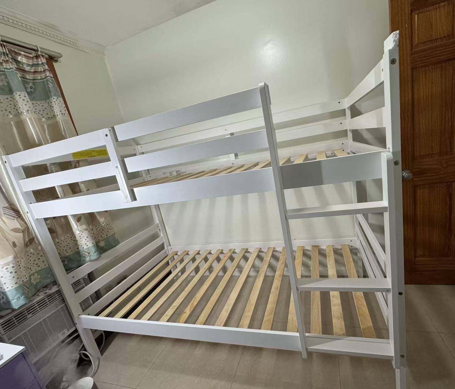 KOMFOTT Wood Bunk Bed Twin Over Twin, Bunk Bed with Ladder & Safety Guardrail, Solid Wood Bed Frame, Ideal for Dormitory & Multiple-Child Family, No Box Spring Needed, Kids Twin Bed customer photo 2