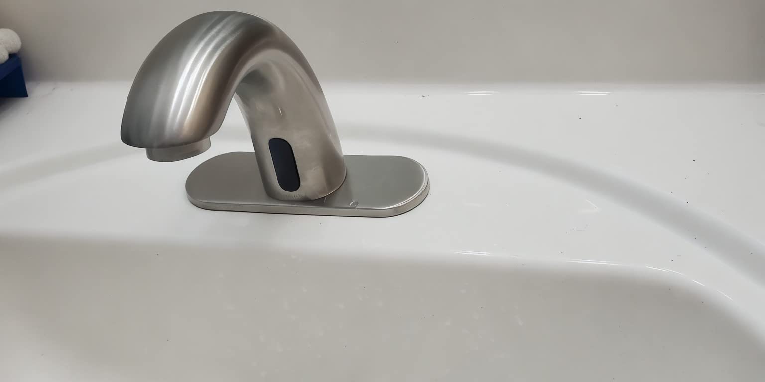 Chrome Touchless Bathroom Sink Faucet - Automatic Sensor Faucet - Dual Power Supply 110V AC or Battery Operated for Commercial customer photo 2