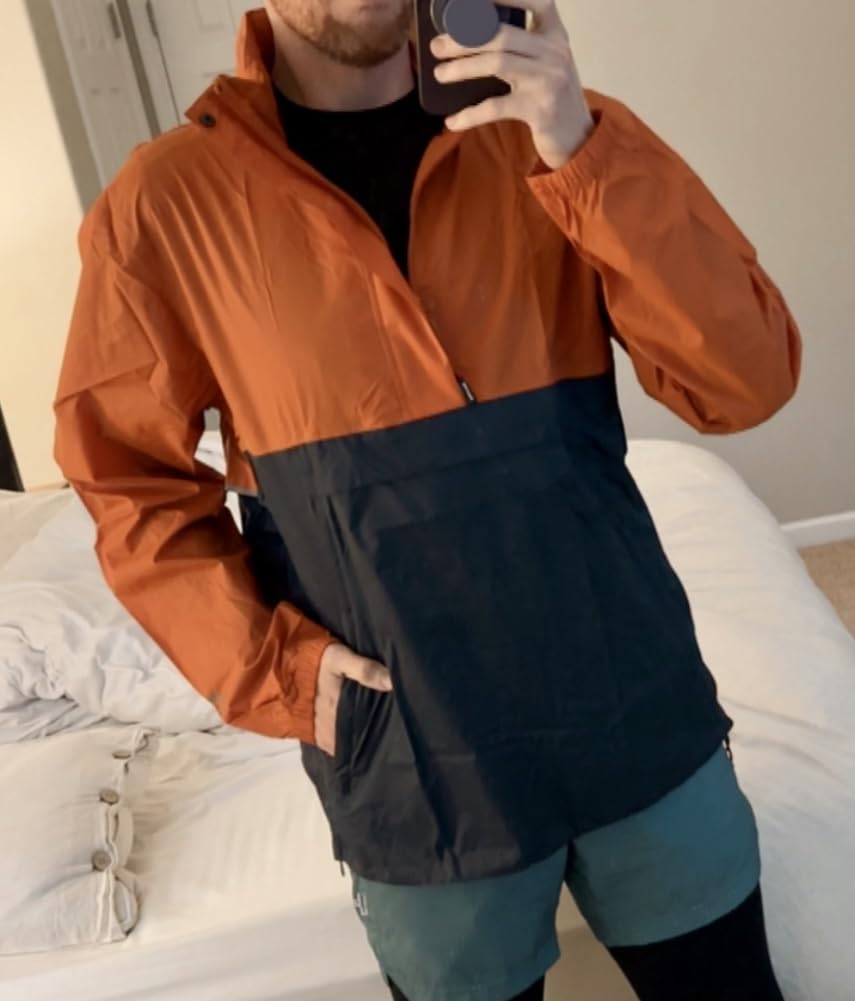 Outdoor Ventures Men's Rain Jacket Waterproof Lightweight Packable Rain Pullover for Hiking Golf Running customer photo 2