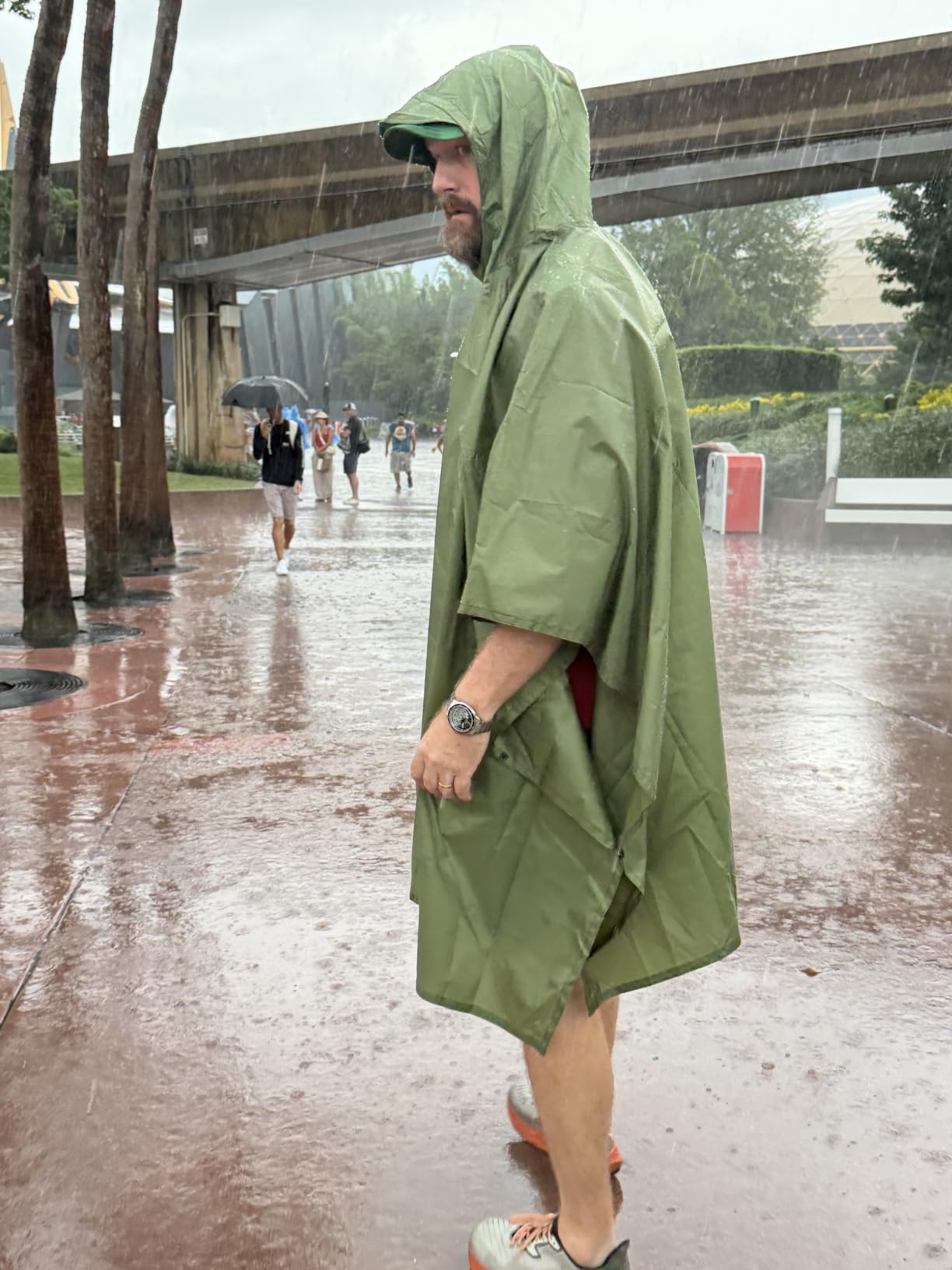SaphiRose Hooded Rain Poncho Waterproof Raincoat Jacket for Men Women Adults customer photo 1