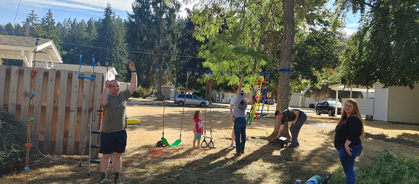 Ninja Warrior Obstacle Course for Kids, Fast-Setup Buckles-Up to 880 lbs, 2x65ft Slack Lines for Backyard with 14 Ninja Accessories - Swing Seat, Tree Swing, Rope Ladder, Ninja Ring, Arm Trainer customer photo 2