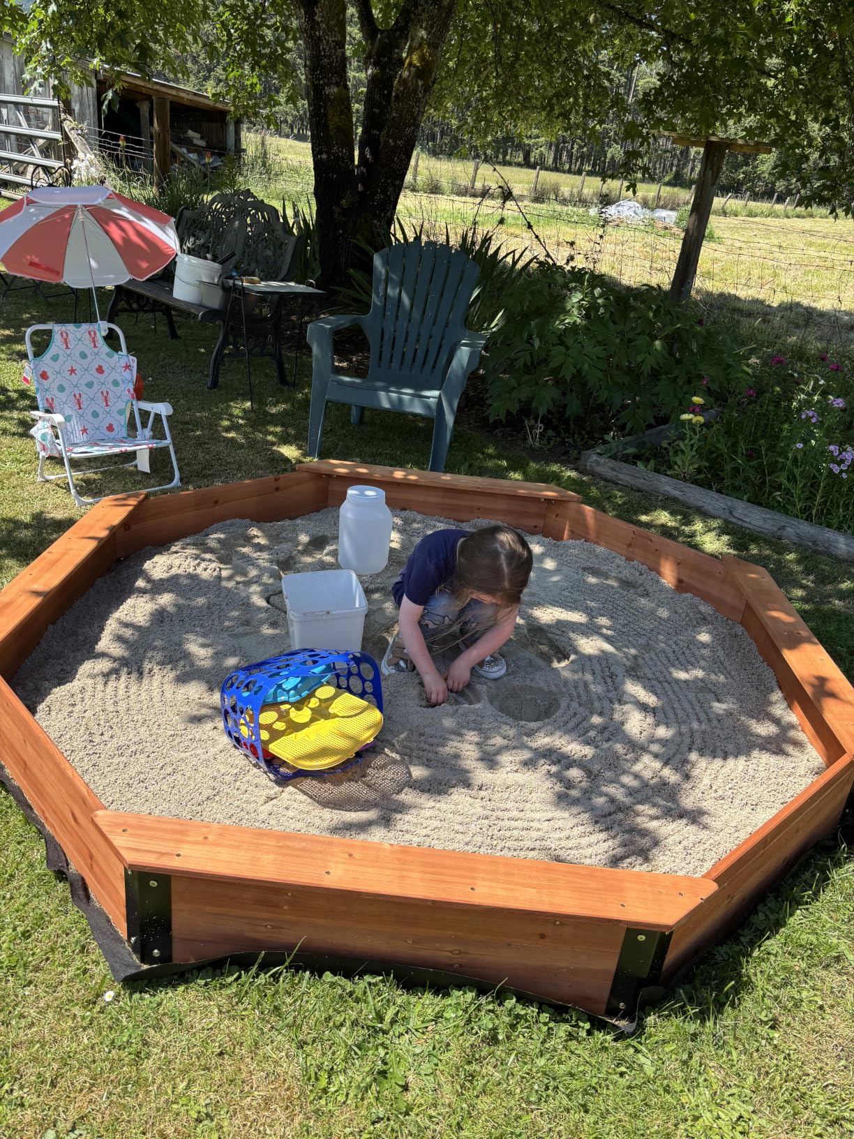 85''x78''x9'' Wooden Octagon Sandbox with Cover, Large Sandpit for Kids Outdoor Patio Backyard Play, Easy & Quick Assemble customer photo 1