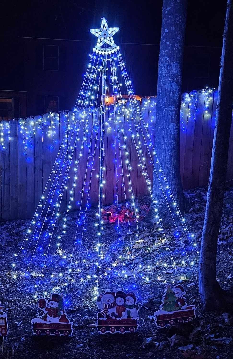 Aokudoni Outdoor Christmas Decorations 12.6 FT Waterfall Christmas Lights | 350 LED Christmas Lights with 8 Modes, Outside Christmas Decorations for Yard Xmas Tree House Porch Patio Garden, Multicolor customer photo 1