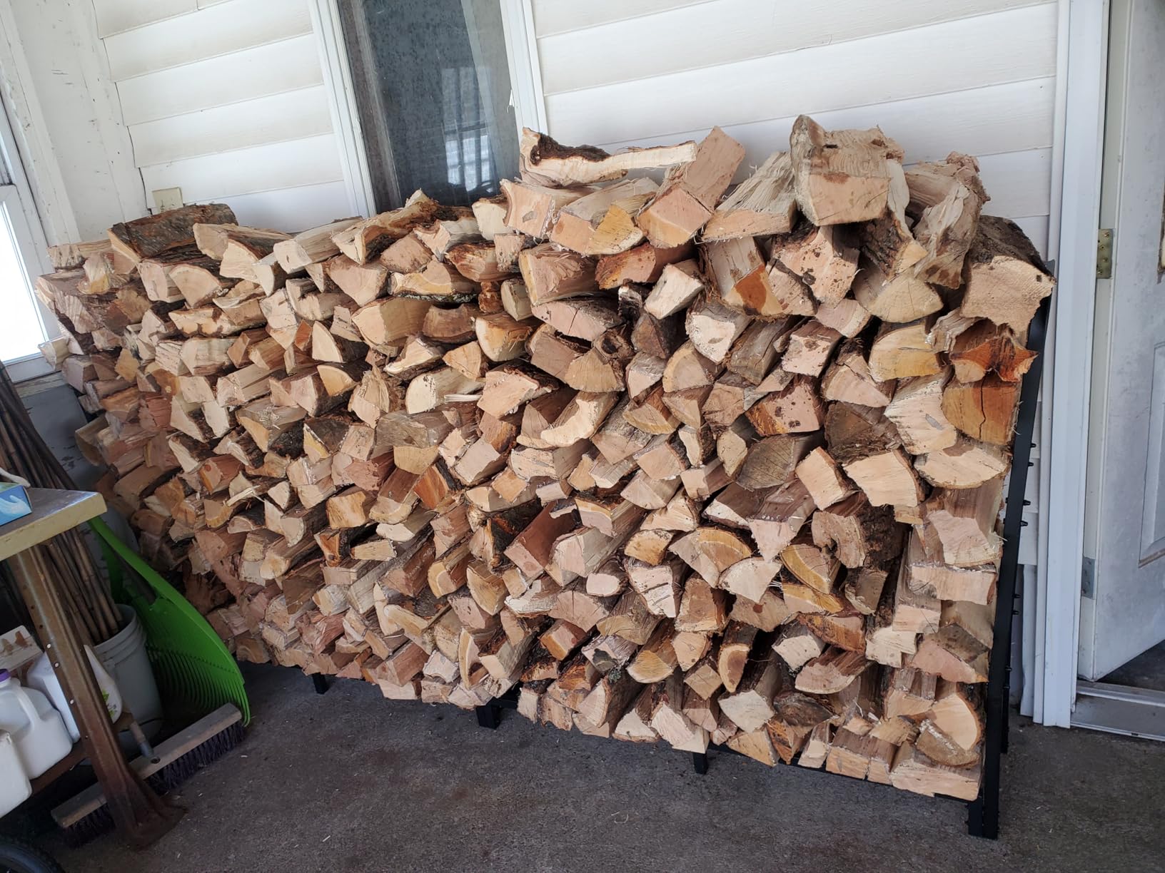Mr IRONSTONE 4ft Firewood Rack Outdoor Indoor, Upgraded Heavy Duty Adjustable Fire Wood Rack Holds Up to 2600lbs, Fireplace Log Holder Wood Storage for Porch Patio customer photo 2