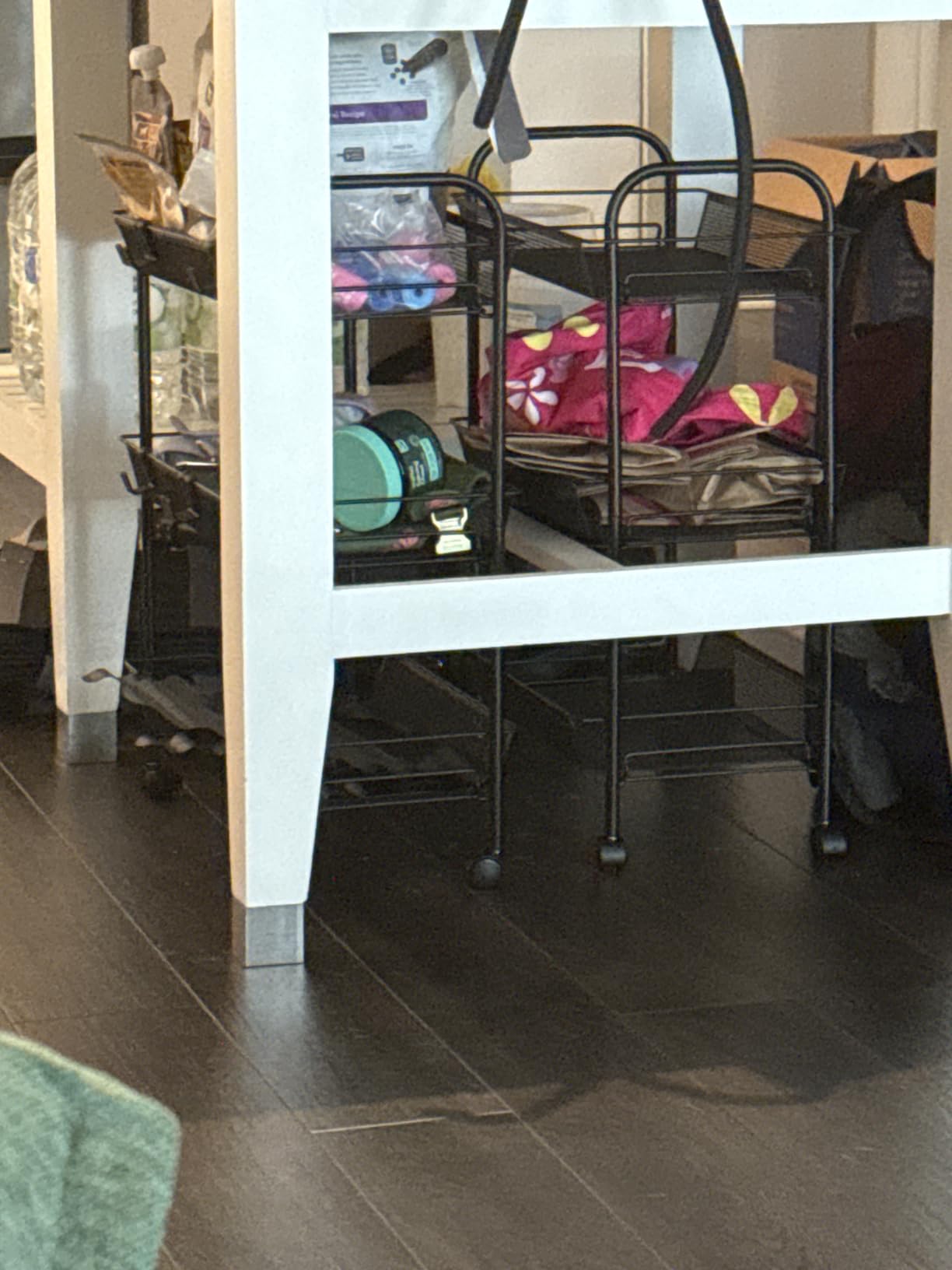 TOOLF 3-Tier Metal Rolling Cart, Mesh Wire Easy Assemble Utility Cart, Storage Trolley on Wheels with 3 Hooks, MetalStorage Shelving Units for Kitchen Bathroom Laundry Room customer photo 2