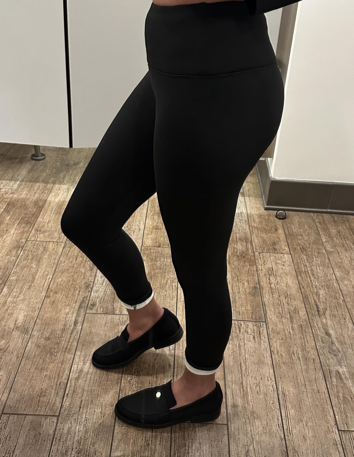 Fleece Lined Leggings Women - Thick Soft High Waisted Black Tummy Control Thermal Warm Velvet Pants for Cold Winter customer photo 1