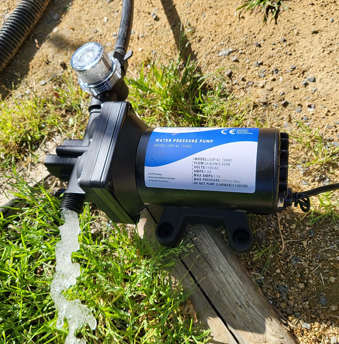 Fresh Water Pump 5.5GPM Pressure Increase Booster Pump 75 PSI Transfer Pump 110V Self Priming on Demand Diaphragm Pump Washdown Pump for Boats Inline Water Pump for Garden Hose customer photo 1