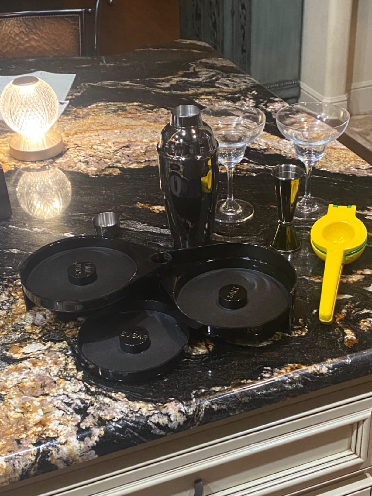Margarita Kit - Set of 2 Margarita Glasses (8.5oz), 3-Tier Salt Rimmer, Stainless Cocktail Shaker & Jigger, Coasters, Cocktail Cards, Citrus Squeezer and More - Margarita Kit Gift Set customer photo 1
