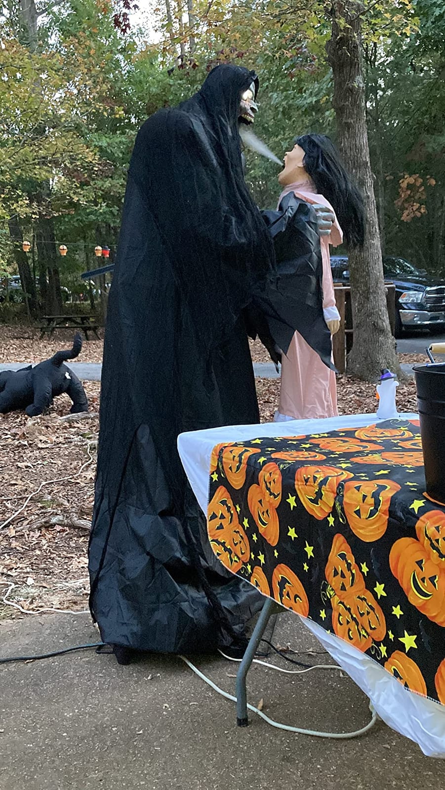 Haunted Hill Farm Soul Sucker Demon Reaper with Child by Tekky, Motion-Activated Talking Halloween Animatronic for Creepy Indoor or Covered Outdoor Halloween Decorations, Plug-in or Battery Operated customer photo 2