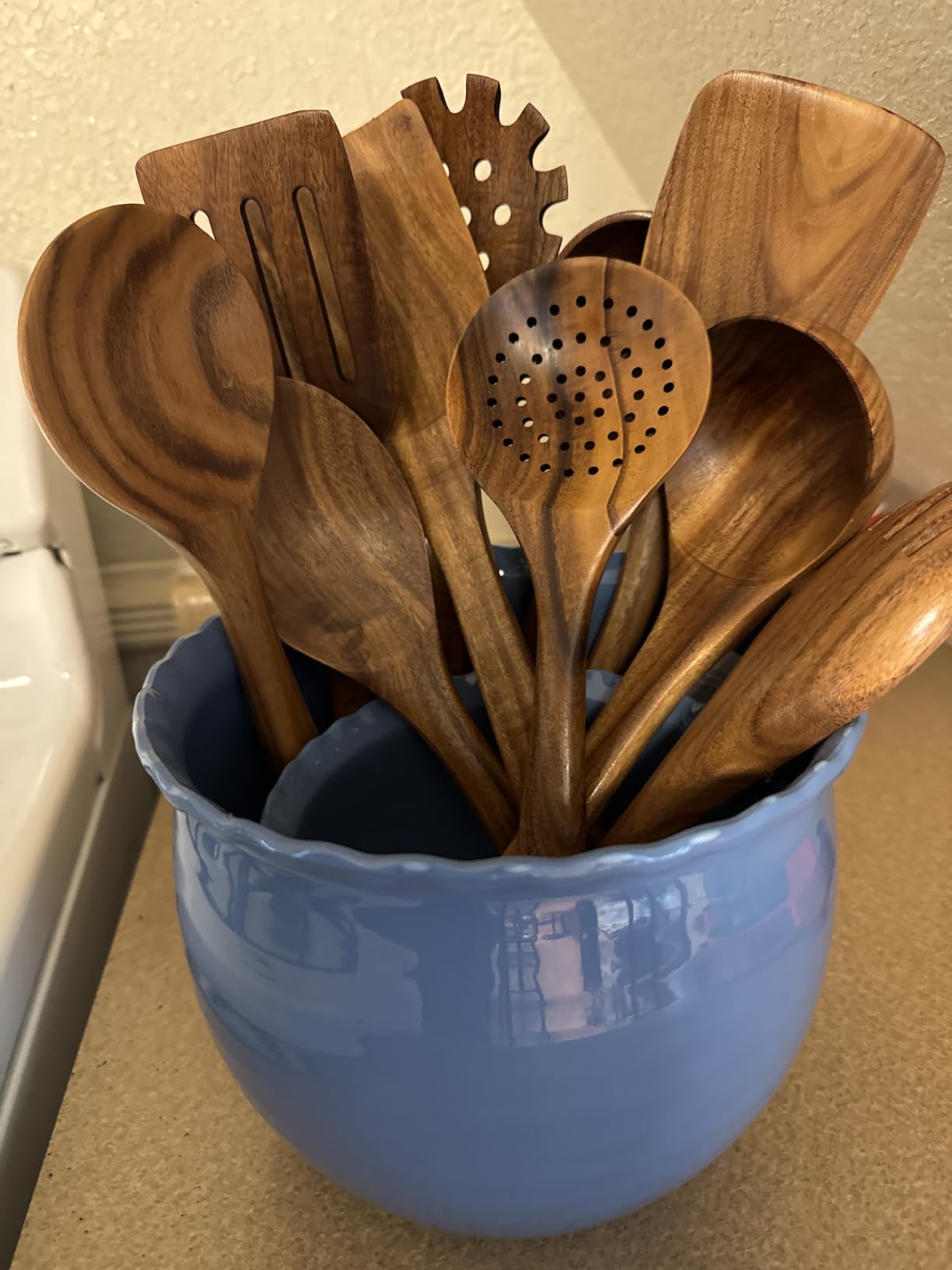 Wooden Spoons for Cooking - 10 Pcs Teak Wood Utensil Set, Durable, Nonstick Safe & Heat Resistant with Ergonomic Handles customer photo 2