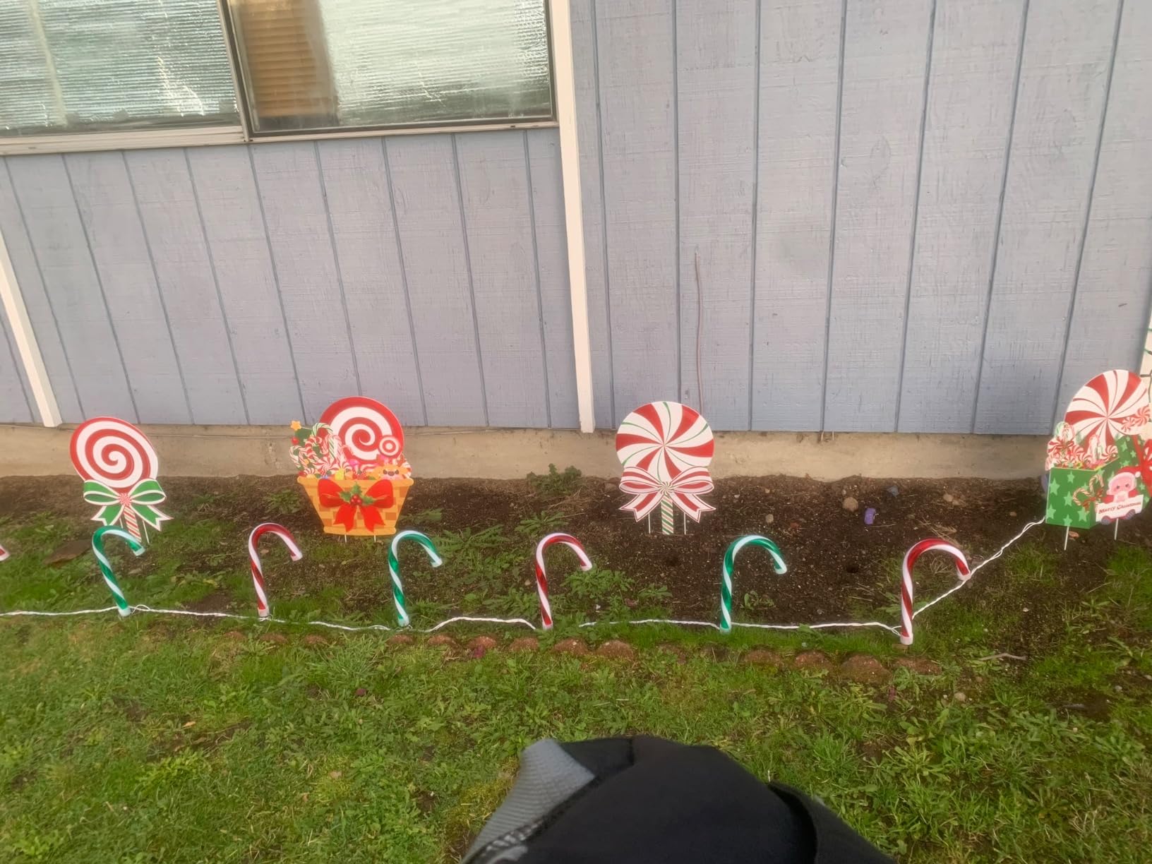 Candy Christmas Decorations Outdoor Yard Signs with Stakes | 6Pcs plastic peppermint lollipop candy for winter holiday, outside pathway lawn decor customer photo 1
