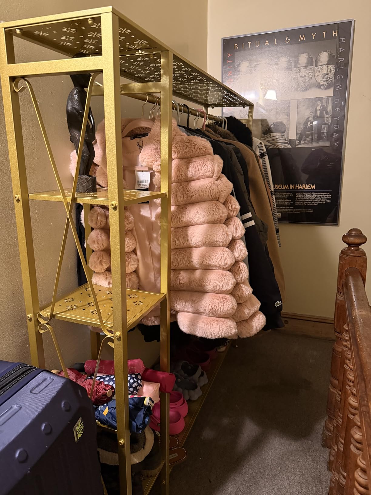 TIEOU Gold Clothes Racks Free-Standing with Shelves, Heavy Duty Garment Rack for Boutiques customer photo 1