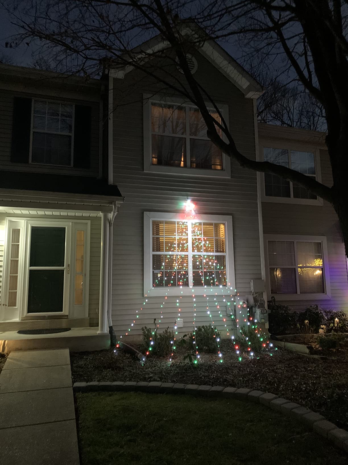 BlcTec Outdoor Christmas Lights 344 LED Christmas Star Lights with 9 Strands 11.9ft Waterfall Tree Lights, 8 Modes, Waterproof & Timer for Garden Yard Patio Outdoor Xmas Decorations, Red Green White customer photo 1