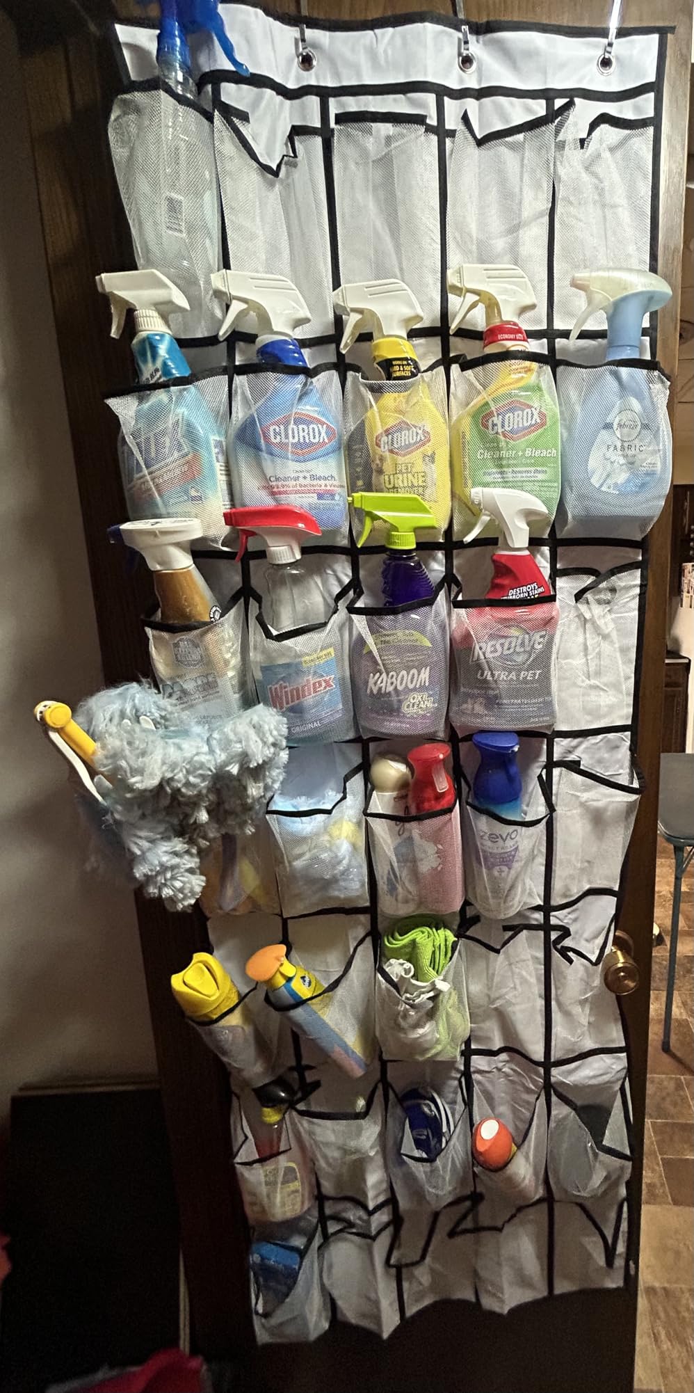 MISSLO 35 Large Pockets Over The Door Shoe Organizer Sturdy Oxford Fabric Hanging Shoe Rack for Door Mesh Closet Shoe Holder Hanger, White customer photo 2