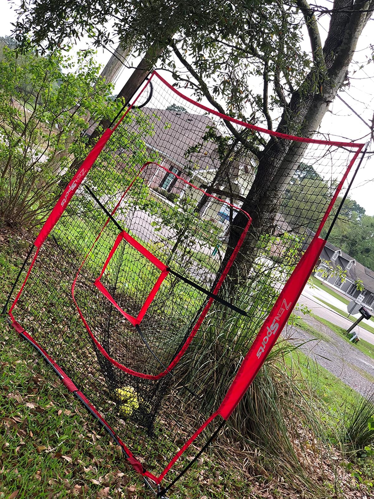 7' x 7' Baseball Softball Hitting & Pitching Practice Net Batting Pitching Training Aid Net w/Carry Bag, Strike Zone and Metal Bow Frame, Baseball Throwing Net for All Levels customer photo 1
