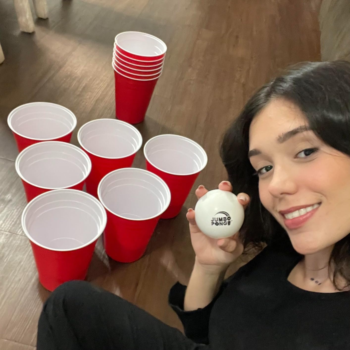 Jumbo Pong - Giant Yard Pong Outdoor Games Yard Games Lawn, Beach, Camping, Tailgating or Backyard - Durable Giant Cups with Indoor/Outdoor Ball and Pump Included customer photo 1