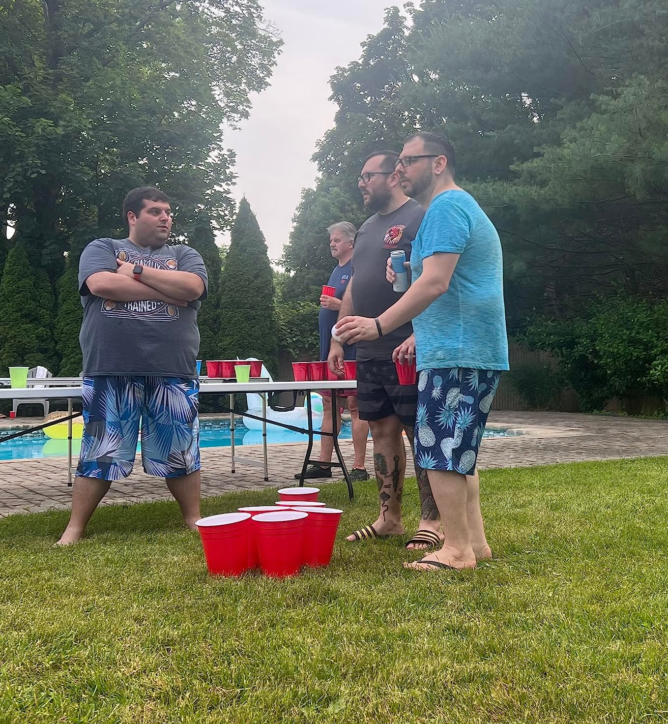 Jumbo Pong - Giant Yard Pong Outdoor Games Yard Games Lawn, Beach, Camping, Tailgating or Backyard - Durable Giant Cups with Indoor/Outdoor Ball and Pump Included customer photo 2
