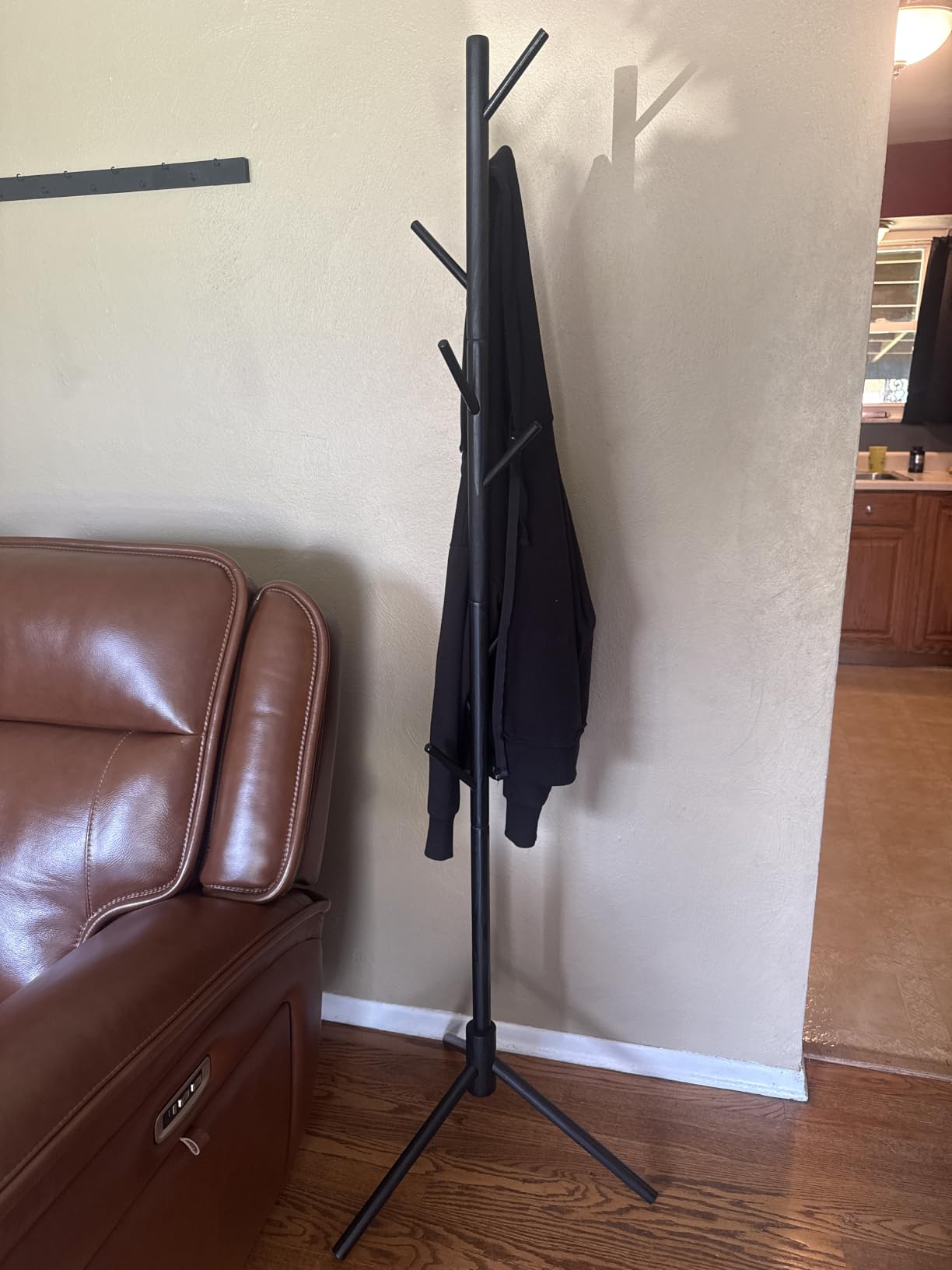 WANGMUXIA Coat Rack, Freestanding Coat Rack with 8 Hooks and 3 Adjustable Size Tree Coat Racks for Bedroom, Hallway, Entrance, Office, for Hats, Coats, Scarves, Handbags customer photo 2