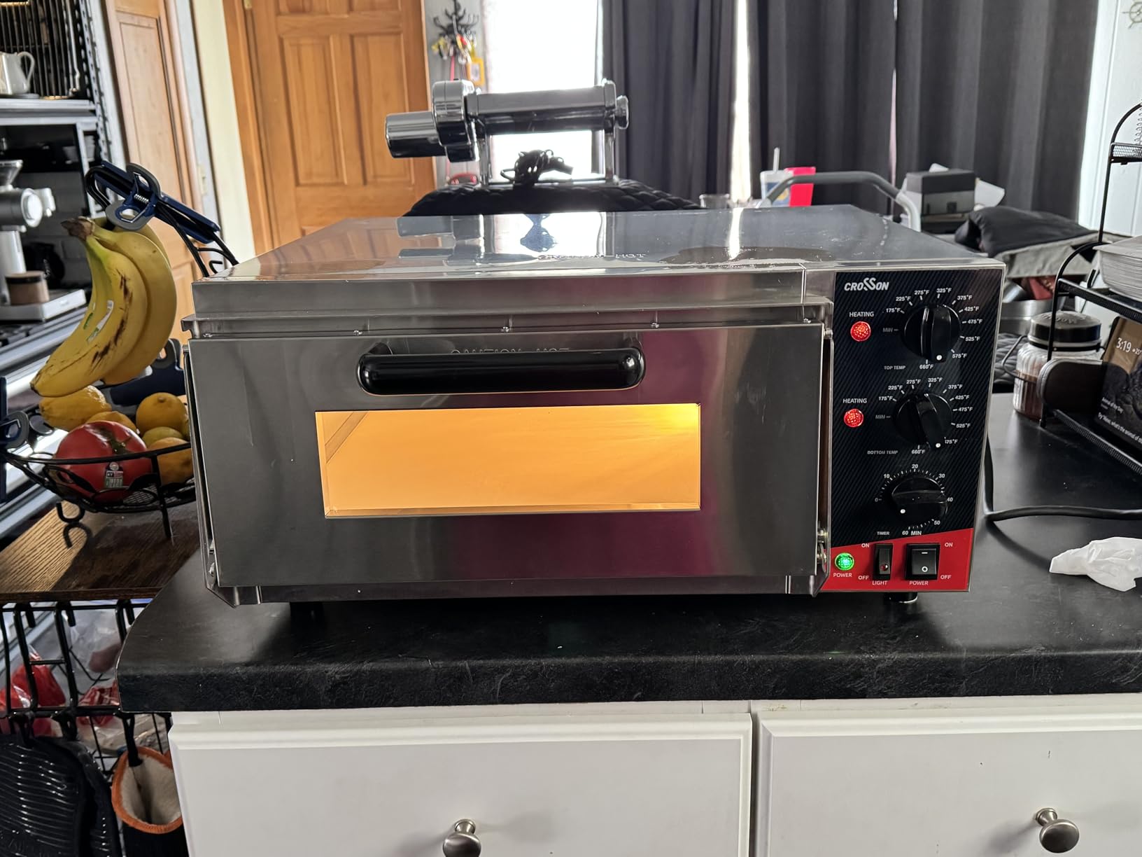 CROSSON ETL listed Commercial 16 inch Countertop Electric Pizza Oven with pizza stone, Multipurpose Indoor Pizza oven for Restaurant use, 120V/1800W customer photo 2