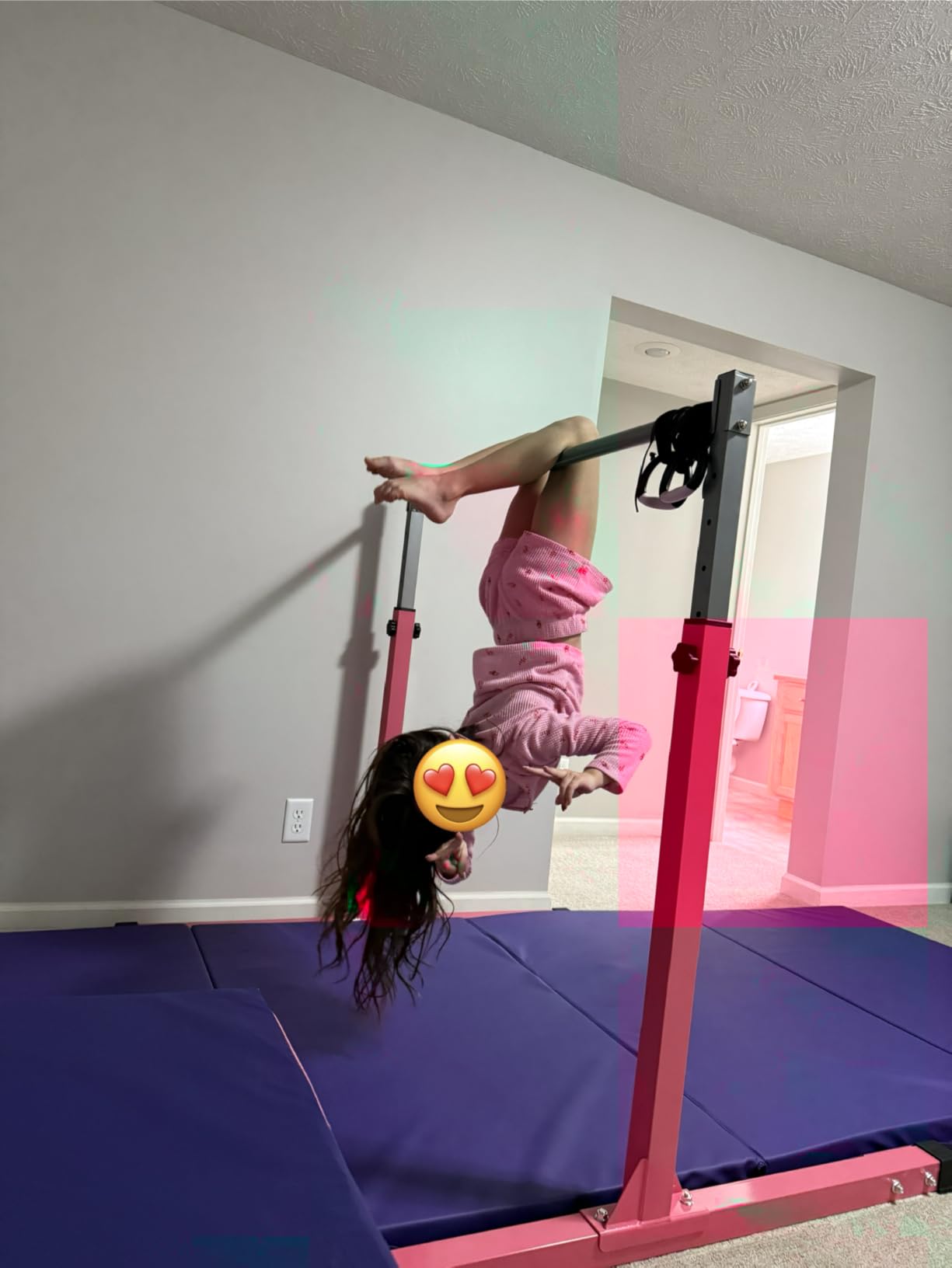 Safly Fun Gymnastics Bar for Kids Ages 3-15 | Sturdy Steel Home Gym, Adjustable Height (3 to 5 ft) with Anti-Slip Base, Easy Assembly customer photo 2