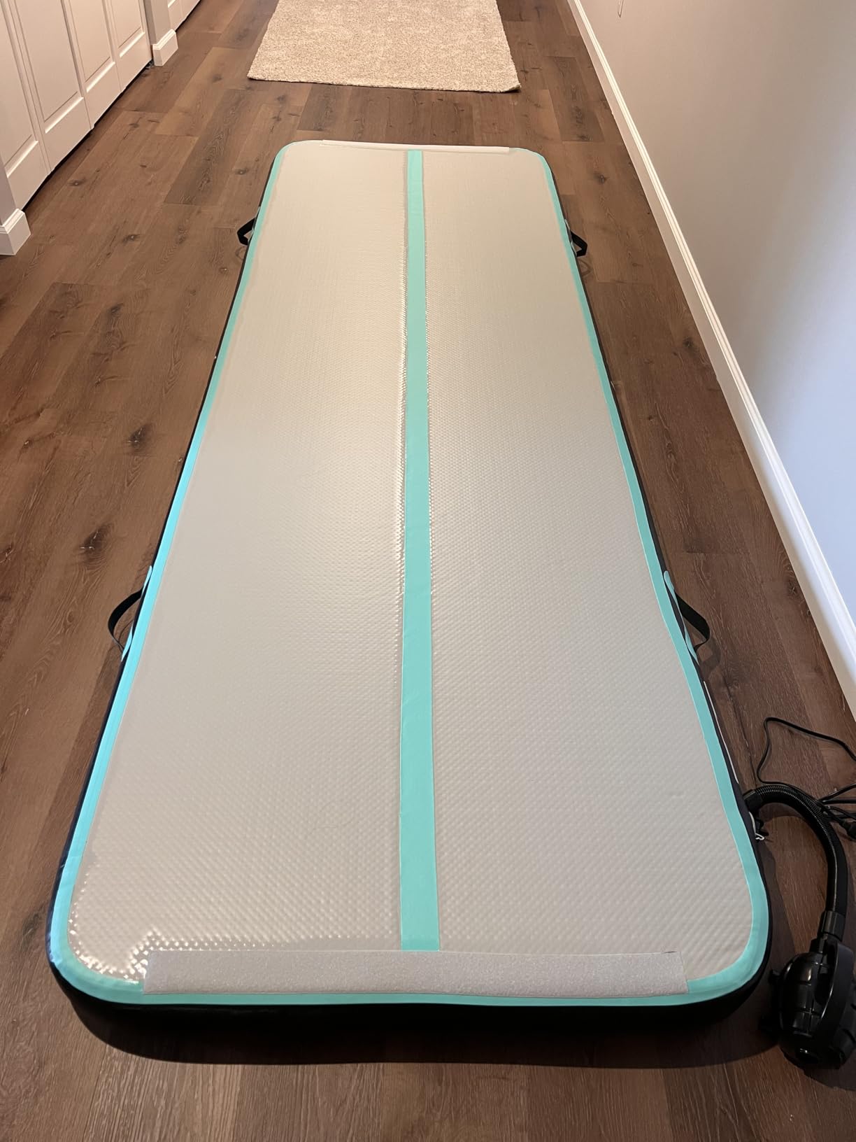 Inflatable Air Gymnastics Mats for Tumbling, 10ft/13ft/16ft/20ft Tumble Track Tumbling Mats for Kids, 4/8 Inches Thick Training Mat with Electric Pump Gymnastics Equipment for Kids Mat customer photo 2