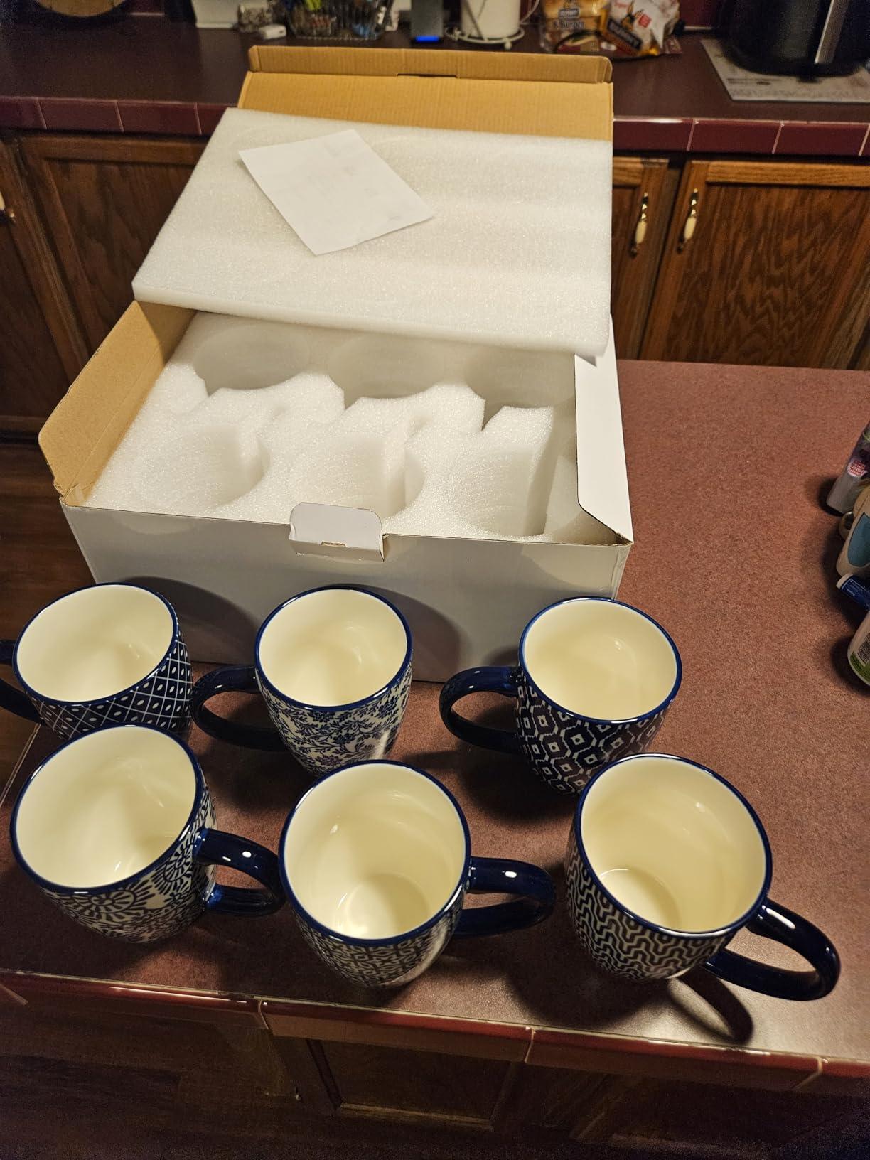 Selamica 10 oz Coffee Mugs Set of 6 with Handle, Coffee Cups Ceramic for Cappuccino Latte Cocoa Milk Tea, Dishwasher Microwave Safe, Vintage Blue customer photo 2