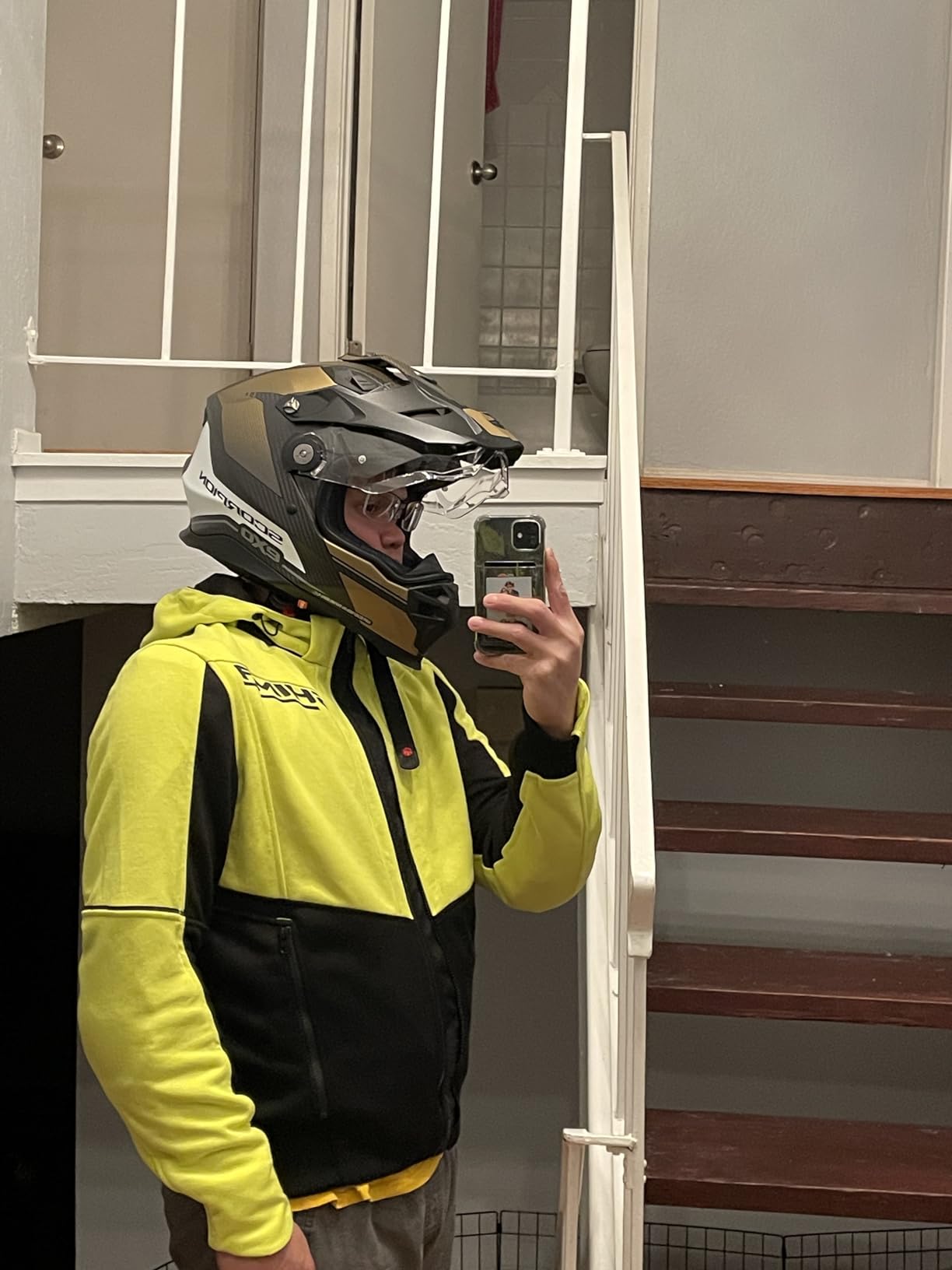 ScorpionEXO XT9000 Full Face Carbon Fiber Adventure Motorcycle Helmet with Pinlock Ready Shield Bluetooth Ready Speaker Pockets DOT ECE Trailhead (White - Large) customer photo 2