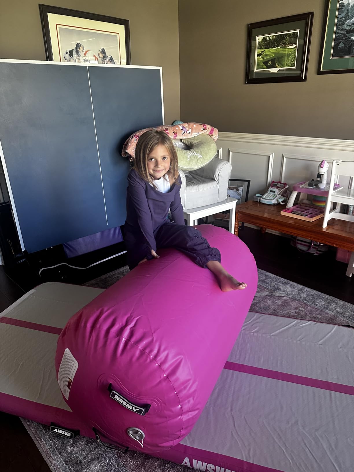 AWSUM Inflatable Gymnastics Mat, Tumble Track Air Mats with Pump | Reinforced 1000D PVC construction. 600W electric pump inflates in 1 min. For Gymnastics, tumbling, cheerleading, yoga customer photo 1