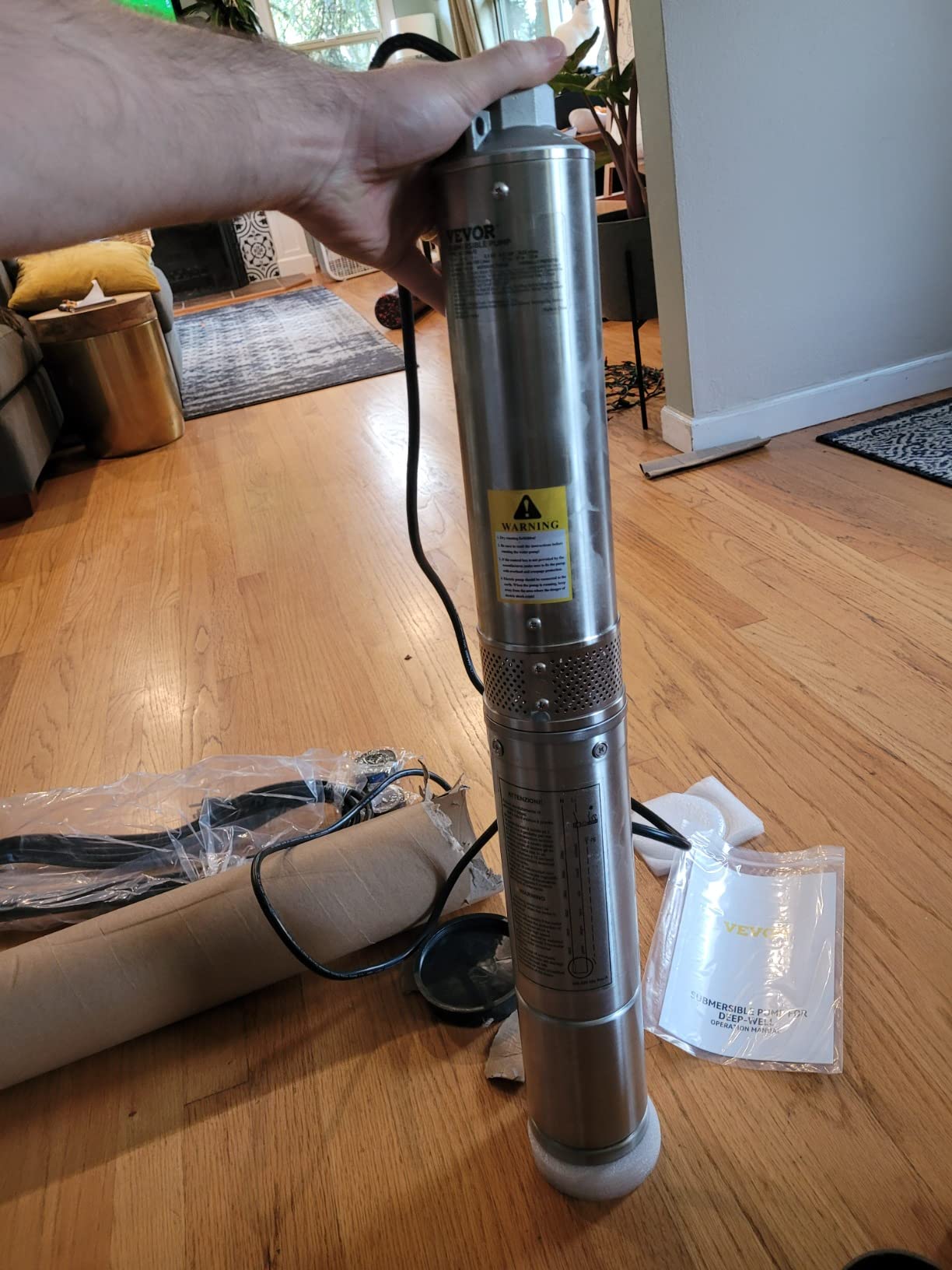 VEVOR Deep Well Submersible Pump, 0.5HP/370W 115V/60Hz, 28GPM Flow 167 ft Head, with 33ft Electric Cord, 4 inch Stainless Steel Water Pumps for Industrial, Irrigation & Home Use, IP68 Waterproof Grade customer photo 2