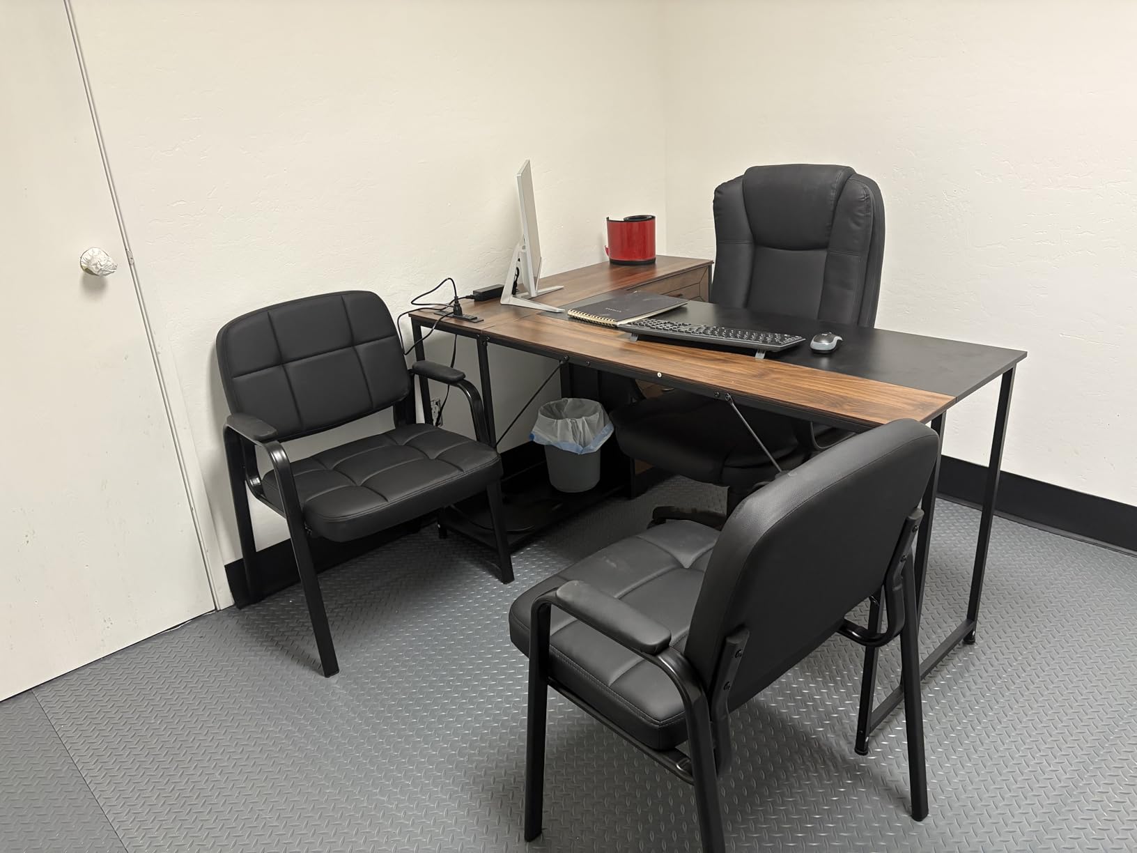 CLATINA Big & Tall 500 lbs Waiting Room Guest Chair, Leather Office Reception Chair No Wheels with Padded Arms for Elderly Home Desk Conference Room Lobby Side Salon Clinic, Black(4 Pack) customer photo 1