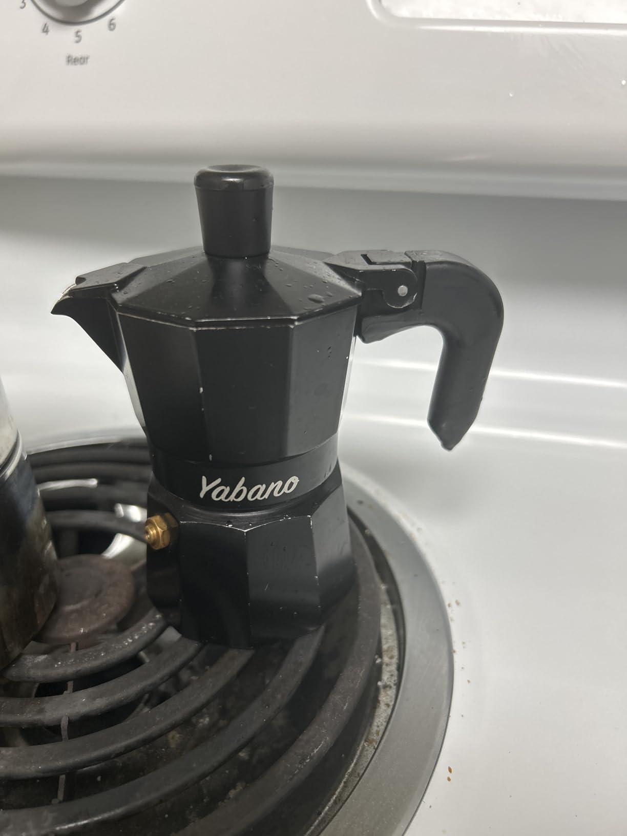 Yabano Stovetop Espresso Maker 9 Cup Italian Moka Coffee Pot | For Gas, Electric Or Ceramic Stovetop, Makes Espresso-Style Coffee, Cappuccino And Latte Base, Red Finish customer photo 1