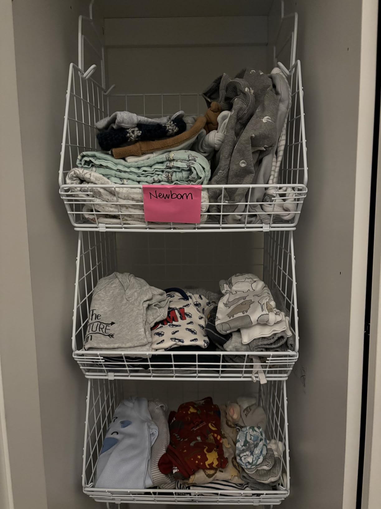 X-cosrack 6 Tier Closet Hanging Organizer, Clothes Hanging Shelves with 4 Hanging Hooks 5 S Hooks, Wire Storage Basket Bins, for Clothing Sweaters Shoes Handbags Clutches Accessories Patent customer photo 1