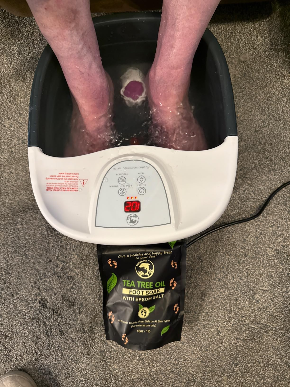 Foot Spa Bath Massager with Heat, Foot Soaking Tub with 22 Massage Rollers, Temperature Control, Jets, Bubbles, Epsom Salt and Vibration, Grey customer photo 1