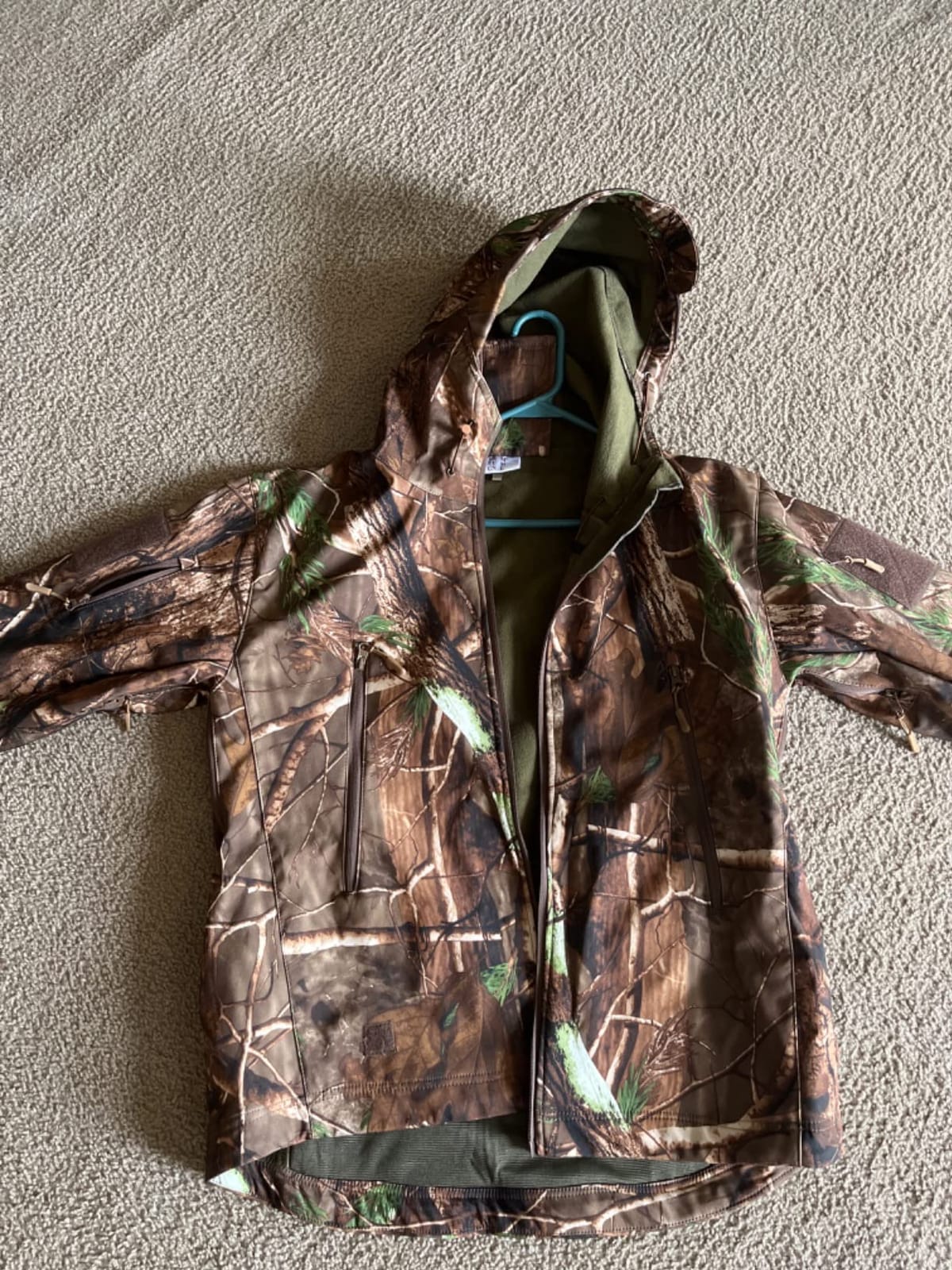 Silent Hunting Clothes for Men Soft Shell Outdoor Hiking Jacket Camo Water Resistant Fleece Hooded Coat with Pockets customer photo 1