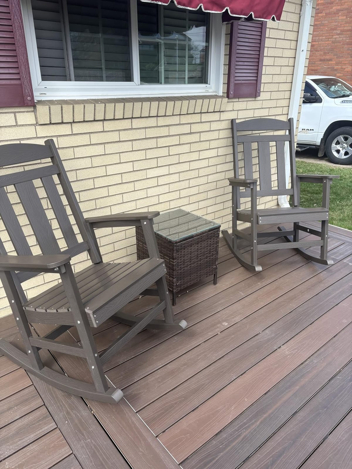 LUE BONA Outdoor Rocking Chairs Set of 2, Weather Resistant Poly Plastic Rocker customer photo 1