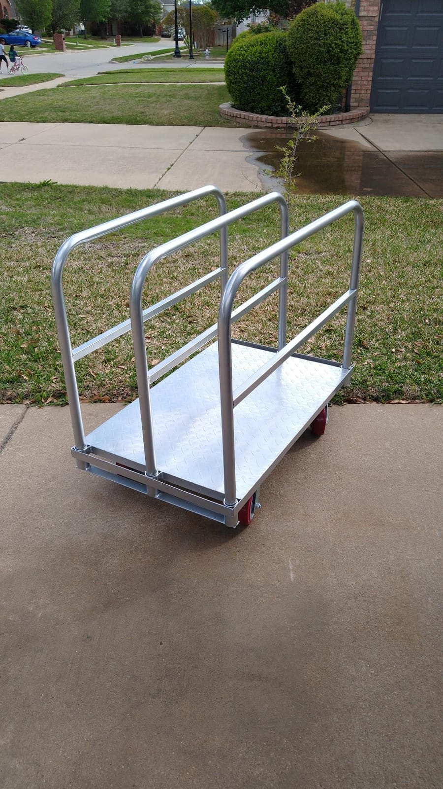 Steel Panel Truck Cart, Platform Truck, Heavy Duty Lumber Drywall Dolly, Flatbed with 2500 lbs Capacity and 4 Swivel Casters, 36x24inch Steel Board with 3 Side Handrails customer photo 2
