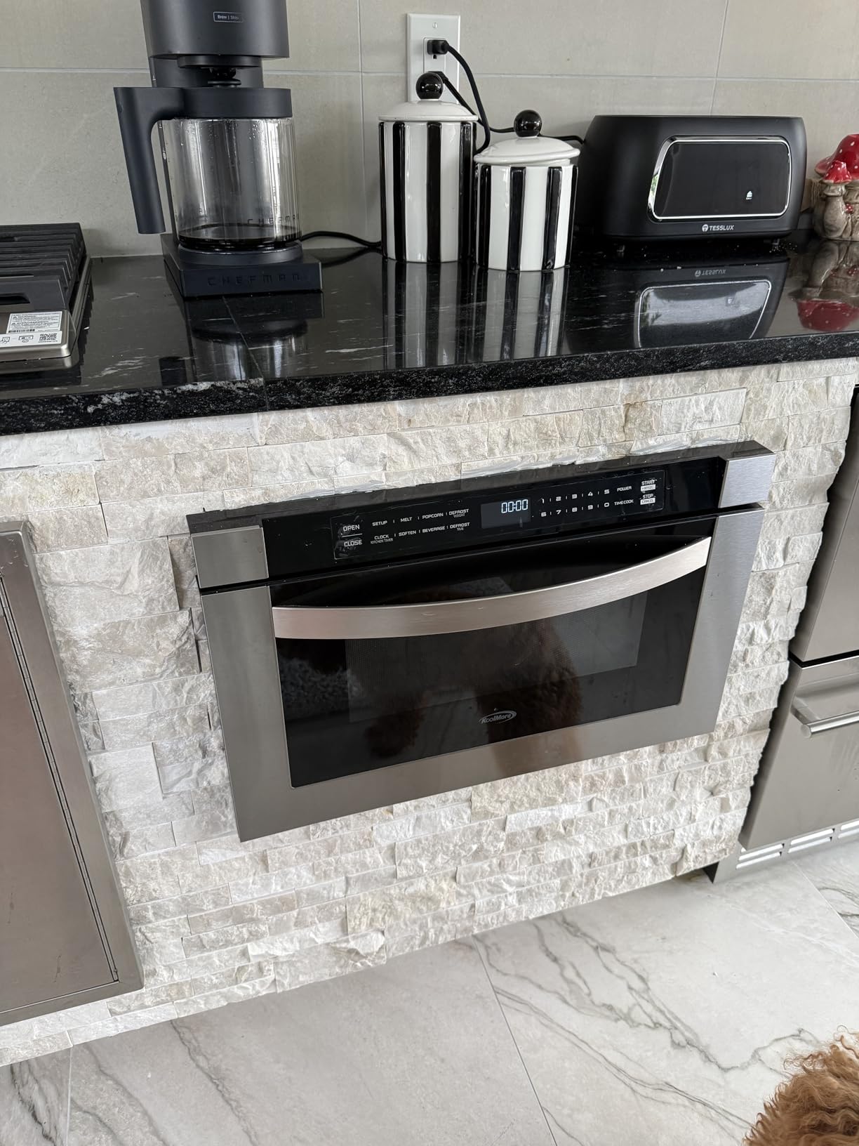 KoolMore 24 Inch Stainless-Steel Microwave Drawer with 1.2 cu. ft. Capacity, 1000W Power with 10 Custom Cooking Levels, Memory, and Timer Functions, Wall-Mounted with Flat Bottom (KM-MD-1SS) customer photo 2