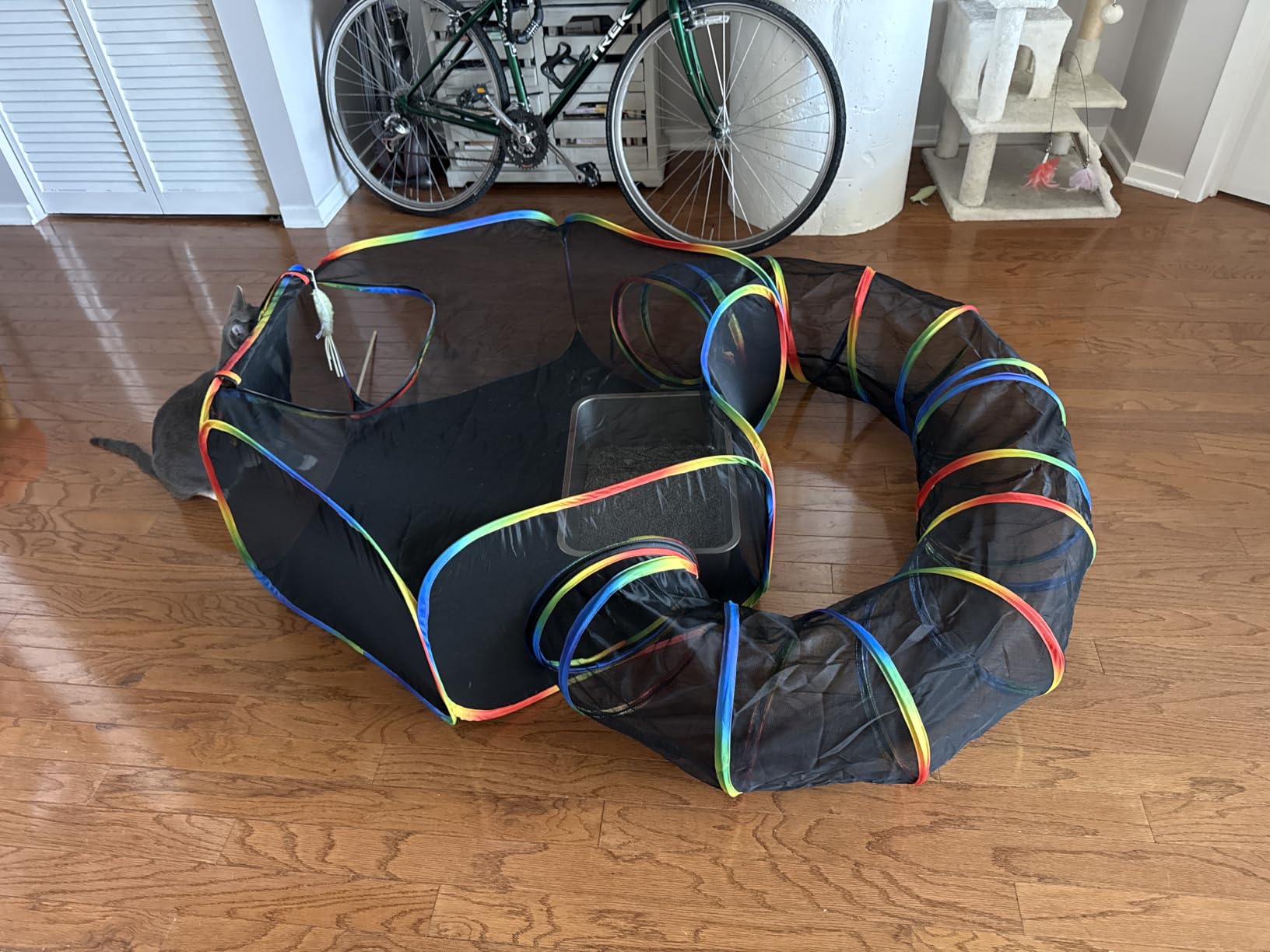 Portable Cat Enclosure - 2-in-1 Outdoor Catio with Tent & Tunnel, Foldable Playpen for Indoor Cats, Includes Storage Bag for Cats & Small Animals Rainbow Color customer photo 1